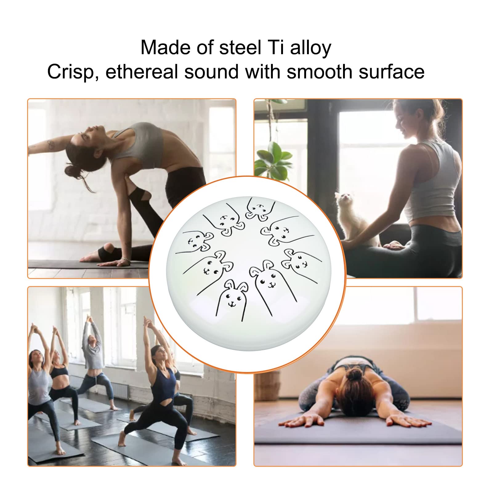 Tamburo per lingua in acciaio legato, serbatoio Chakra a 8 note, etereo, loto, con suono nitido, per amanti della musica, principianti, prestazioni, meditazione, relax, bianco,