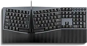 Perixx PERIBOARD-535BL Wired Ergonomic Mechanical Full-Size Keyboard with Blue Clicky Switches