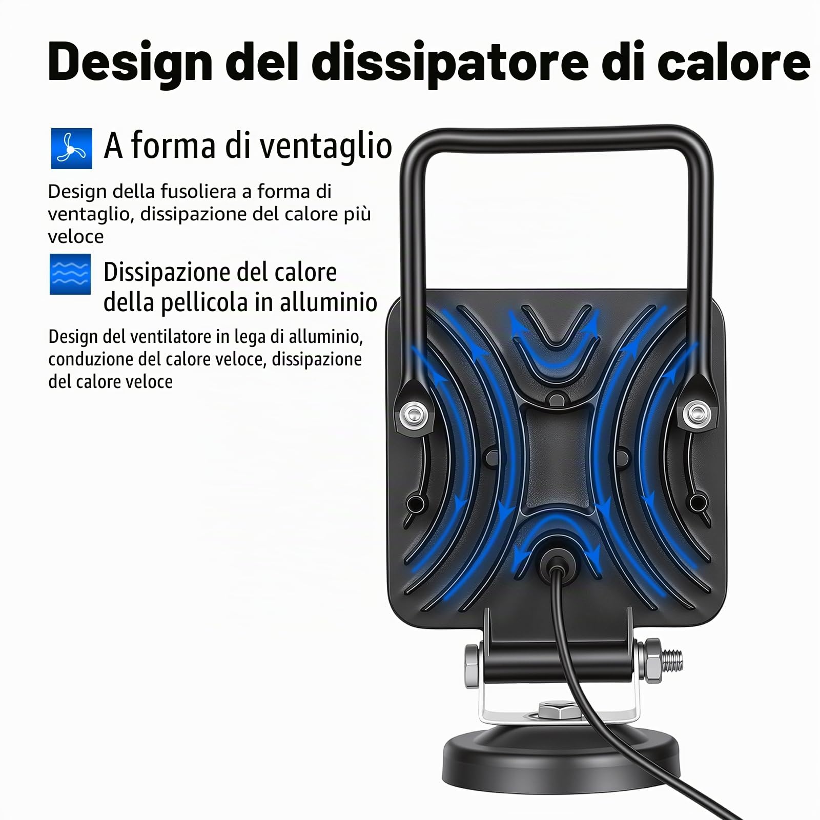 RIGIDON 2x faro da ricerca led, luce da lavoro con magnetica 4 pollici 48W | 12V 24V, cavo 5 metri, interruttore accendisigari, per auto fuoristrada, camion SUV UTE 4x4 barca, floodlight, 6000K bianca