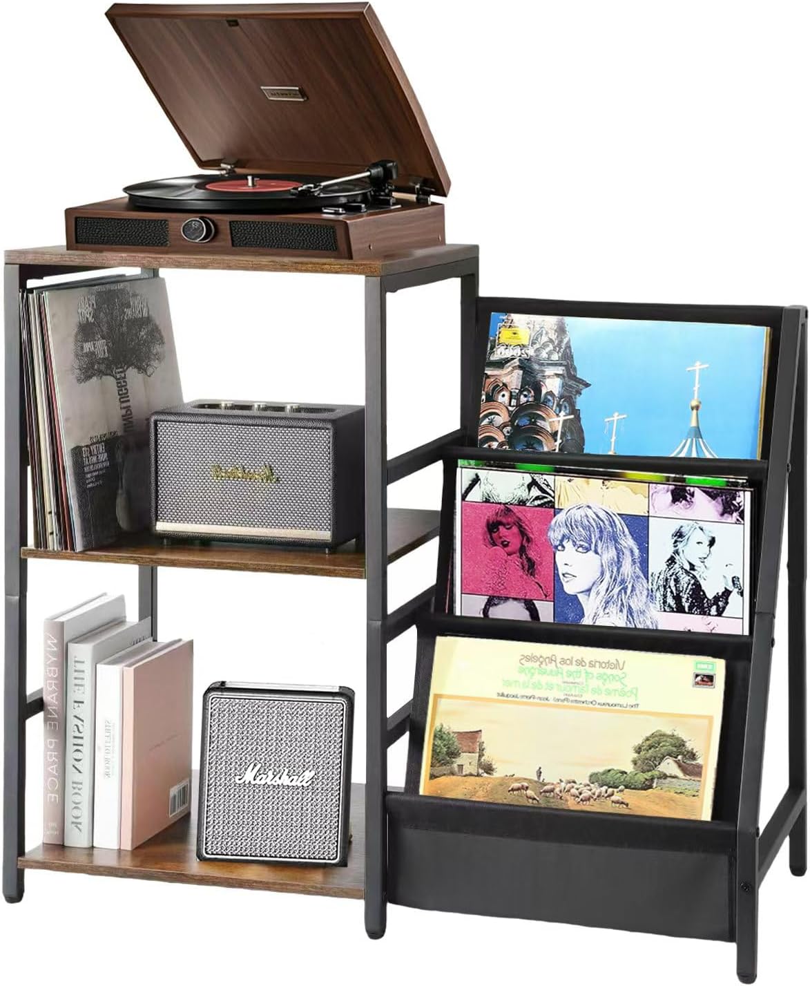 Amazon.com: Bikoney Record Player Stand, Turntable Stand with 3-Tier ...