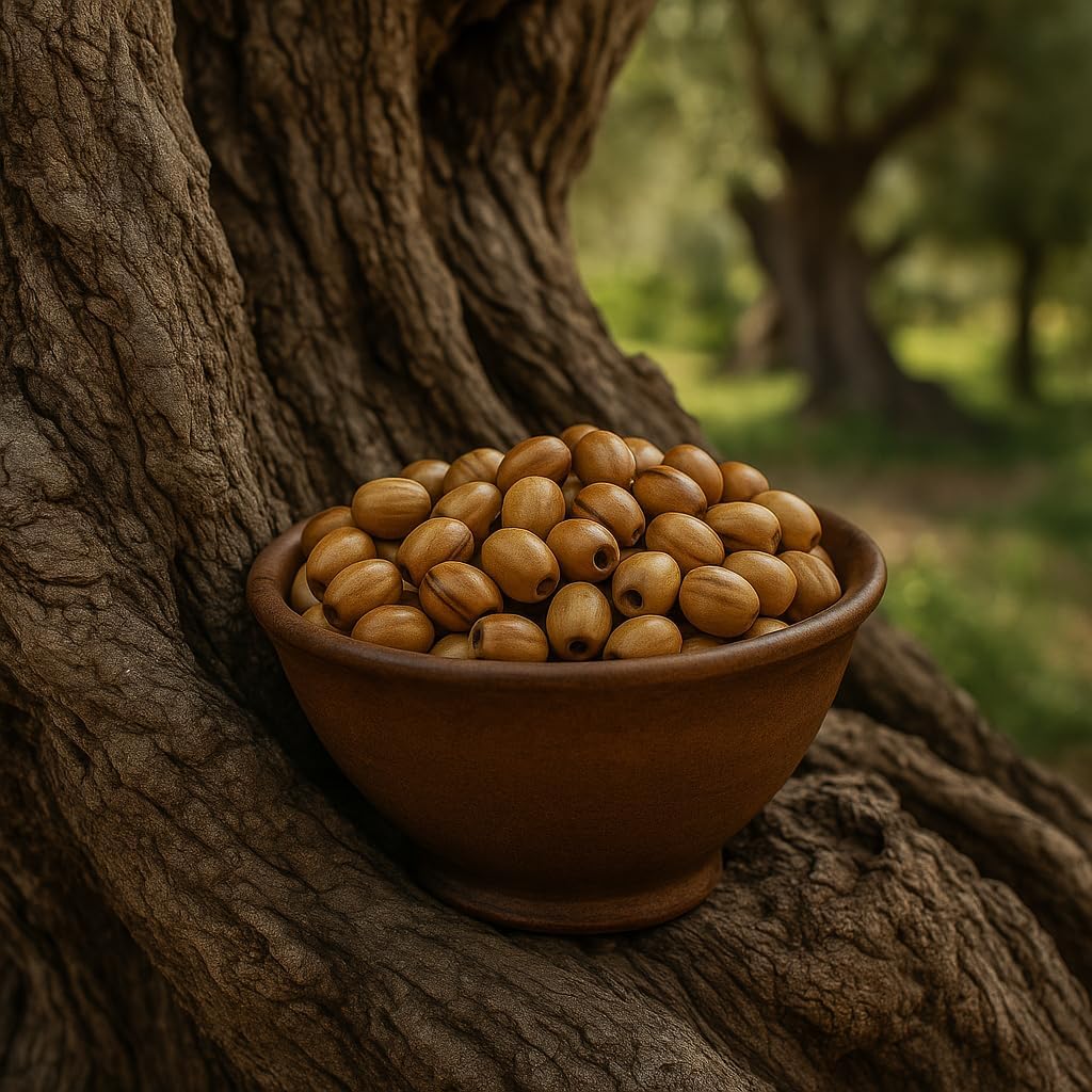 Prayer Beads for Sale Olivewood 10mm Oval (500 pcs) | Wooden Supplies for Necklaces from Bethlehem Jerusalem Israel | Olive Wood Rosary Beads Catholic | with Zuluf Certificate BEAD028