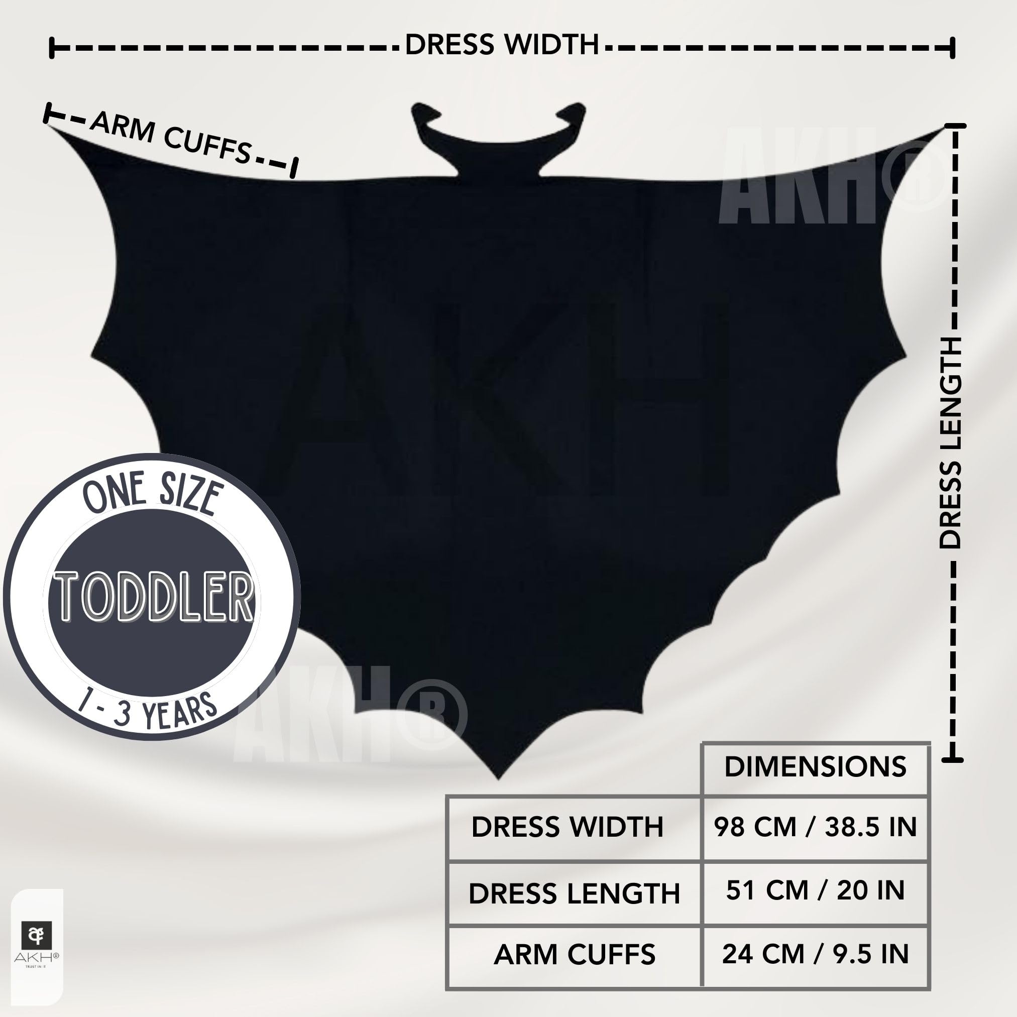 AKH® Kids Toddler Bat Cape Fancy Dress Costume, Black, One Size (Toddler) - Image 3