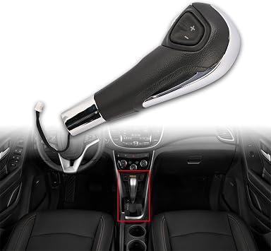 Automatic Transmission Gear Shift Knob Handle Shift Lever Gear Shifter Knob with Button Compatible with Chevrolet Trax 2013-2017 & Sonic 2012-2017 Select Models Chrome
