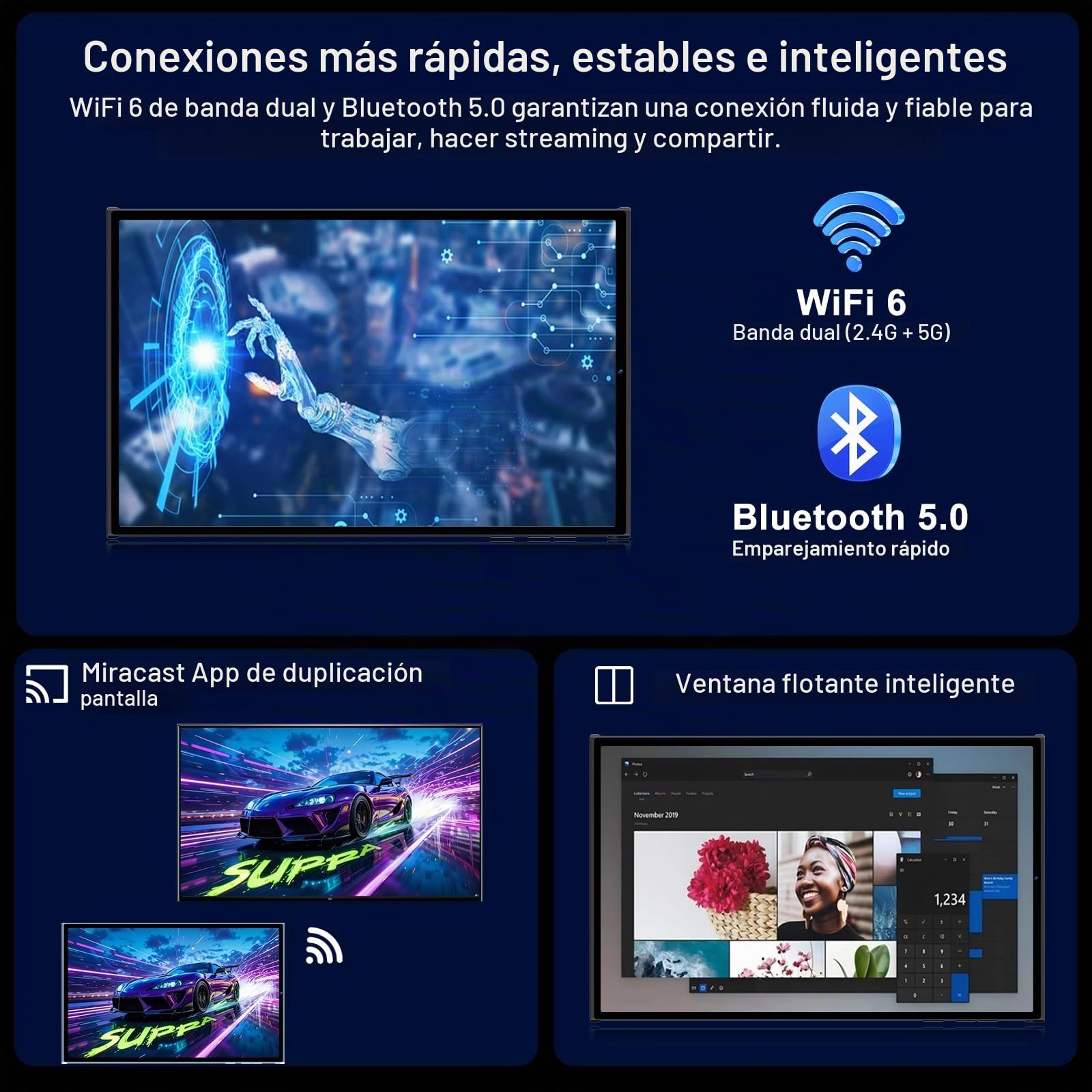 Tablet 10 Pulgadas, Teclado y Ratón, Android 15 y Gemini AI, Negro Titanio | 30GB RAM + 128GB ROM (ampliable a 2TB), WiFi 6, Widevine L1, batería 8000mAh, Octa-Core y cuerpo metálico