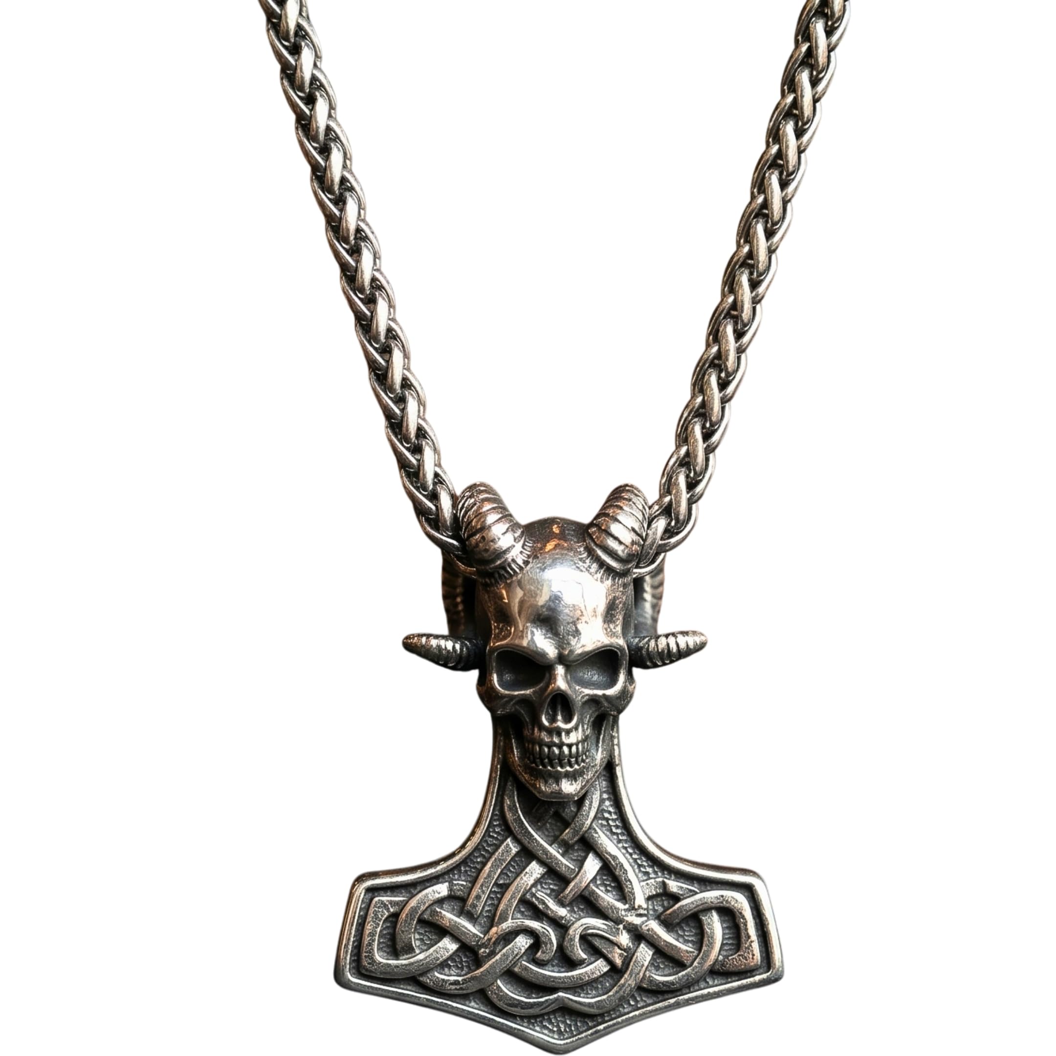 the men thing BAPHOMET - Pure 316L Stainless Steel Vintage Viking Pendant with with 29 inch Chain for Men & Boys-picture-19