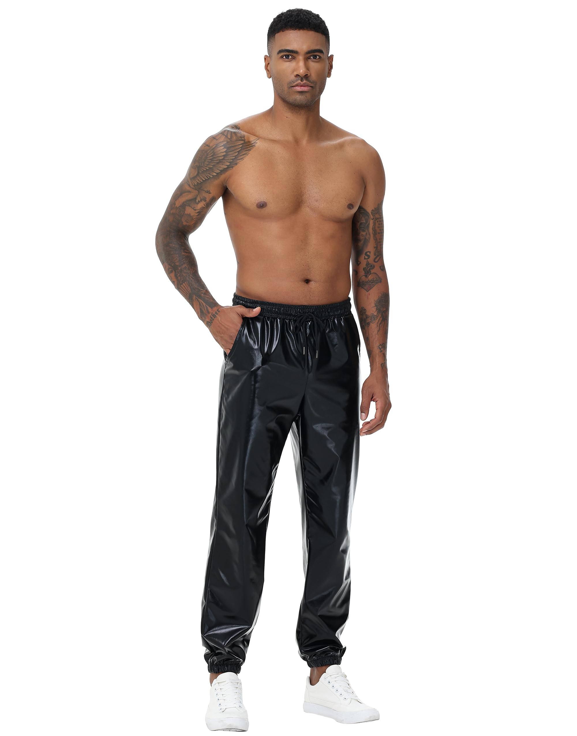 NewL Pantalones Deportivos para Hombre, Color Plateado Brillante, metálico, Hip Hop, Discoteca, Fiesta, Festival, graduación, Ropa de Calle