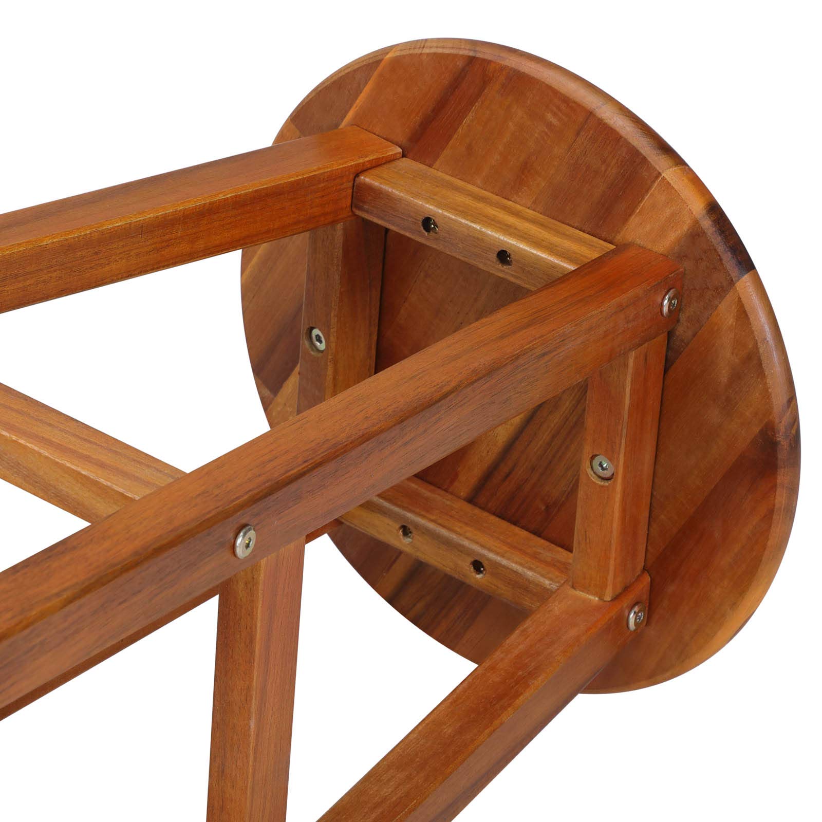 Casaria® Barhocker 4er Set Holz Akazie Outdoor 75cm Sitzhöhe Fußstütze 150kg Belastbarkeit Massiv Rund Rustikal Garten Küche Bar Stuhl Hocker Braun