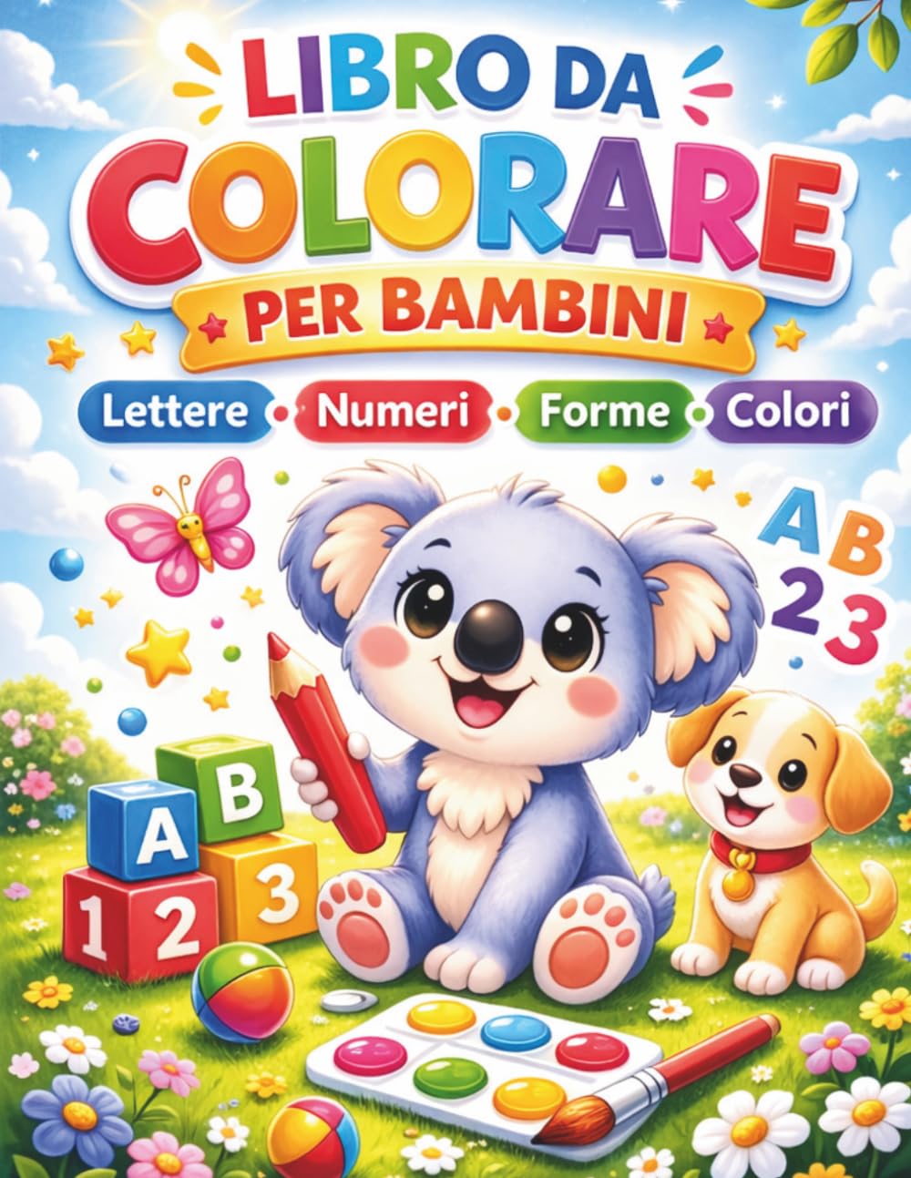 Libro da Colorare per Bambini: Numeri, Lettere, Forme e Colori – Libro Educativo per Bambini dai 3 ai 6 Anni (Impariamo Colorando)