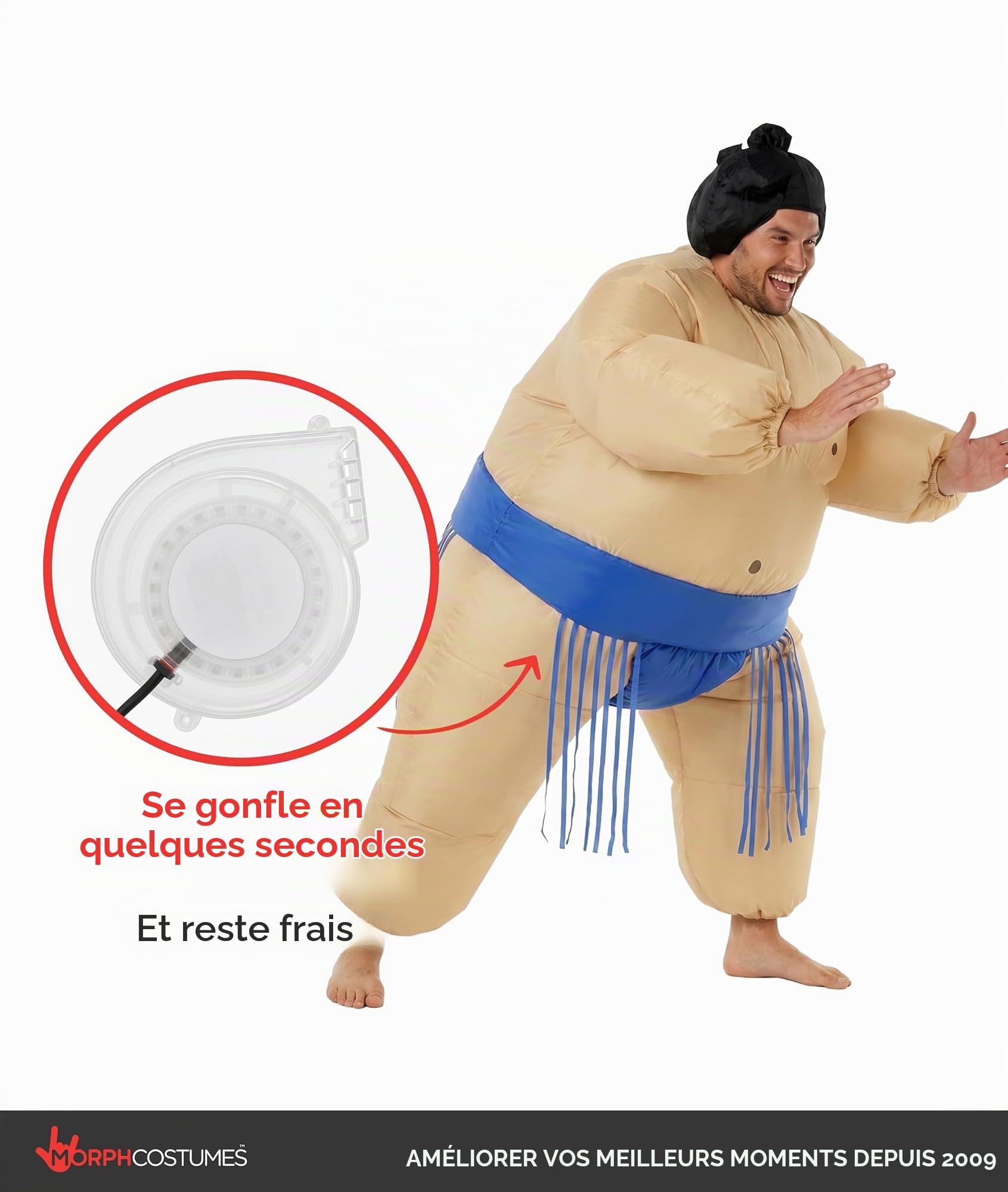Morph Costume de lutteur Sumo gonflable, costume de sumo gonflable, costume d'Halloween pour homme, costume d'Halloween pour homme