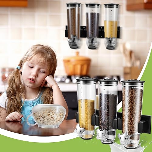 Miniatura 6 de Dispensador de dulces montado en la pared, dispensador triple de cereales secos para montaje en pared, contenedor de almacenamiento de alimentos
