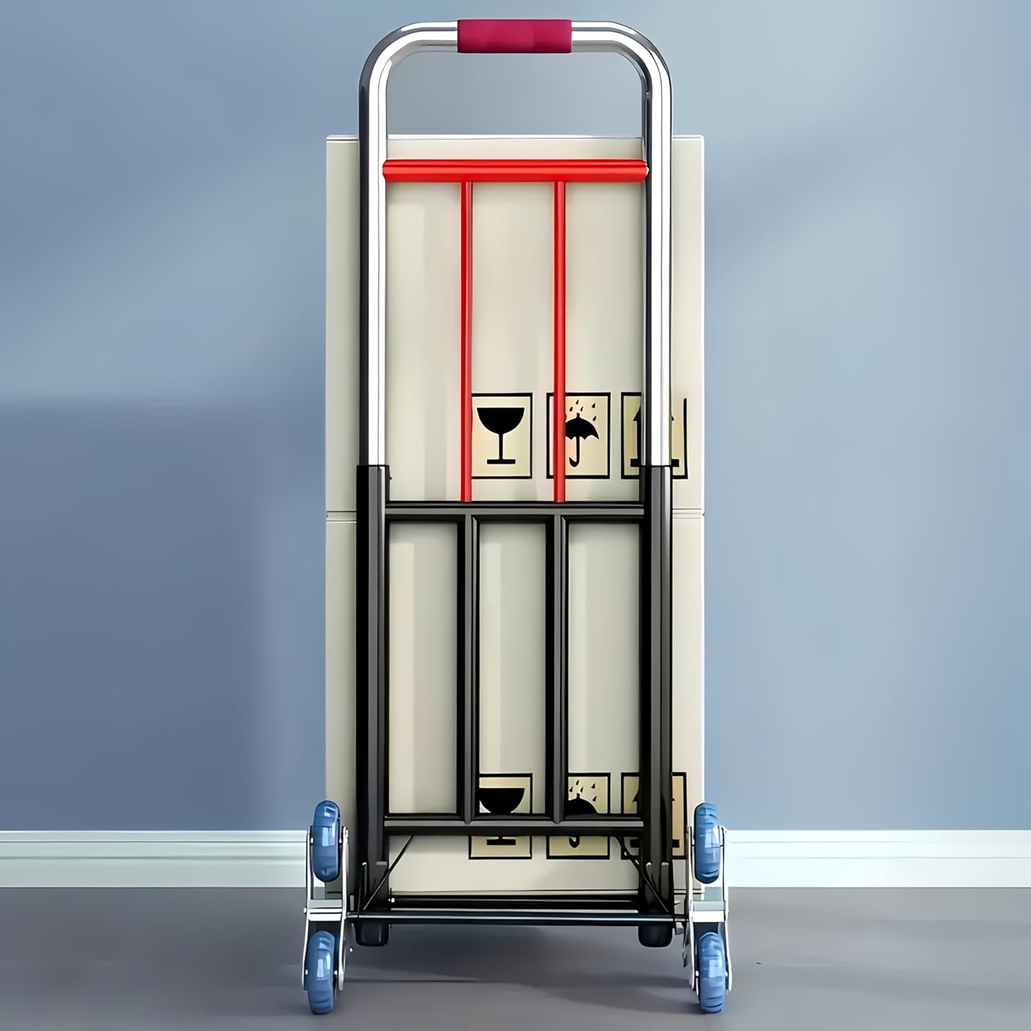 330lbs Heavy Duty Folding Hand Truck Stair Climbing Cart with Large Wheels Portable Luggage Dolly for Travel Moving Shopping Office Sports Equipment Transport