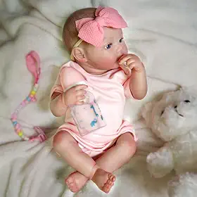 Brastoy Bebê Reborn Silicone Boneca Realista Menina Rosa Pintado Original 48cm Olhos Azuis
