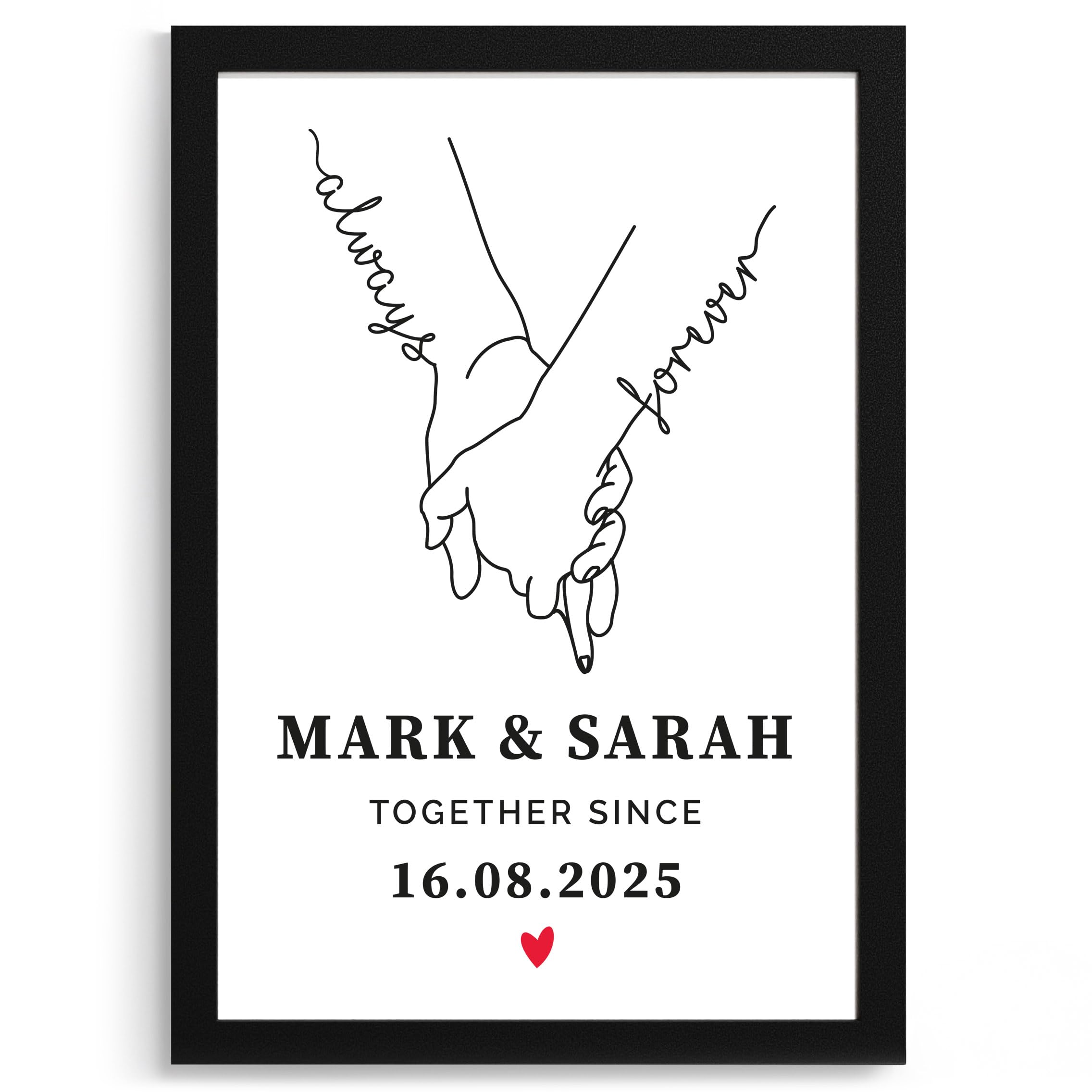 Beecreative Personalised Gifts Boyfriend - 1 Year Anniversary - Gifts for Boyfriends and Girlfriends Custom Print - Valentines Day Gifts - Couples Gifts - Sentimental Present Keepsake