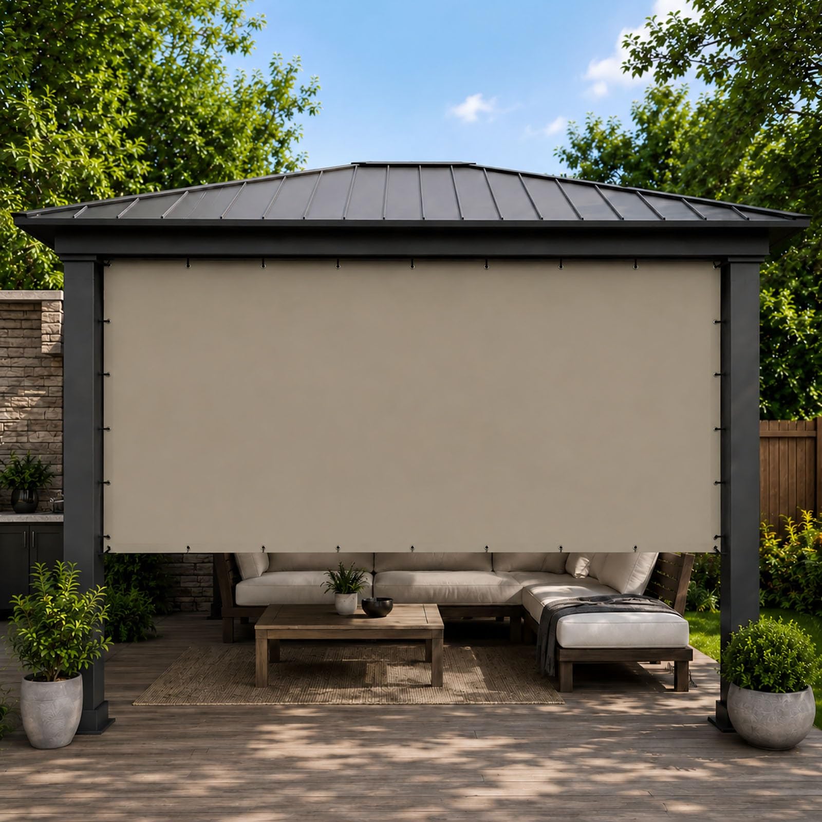 Tenda da Sole Impermeabile 110 x 170 cm Protezione Solare Respirante Anti UV Rettangolare Resistente Alle Intemperie Telo Ombreggiante per Esterno per Giardino, Cachi
