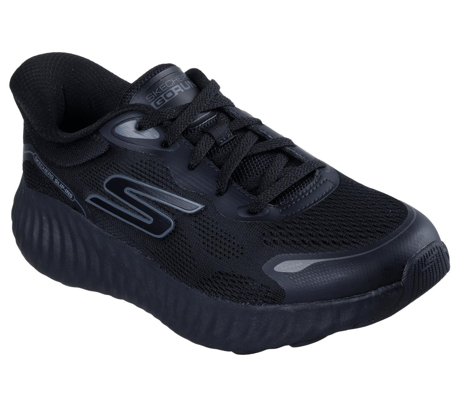 Skechers Women's Go Run Now Regent Slip-in Trainers, Black Textile/Black Trim, 4.5 UK