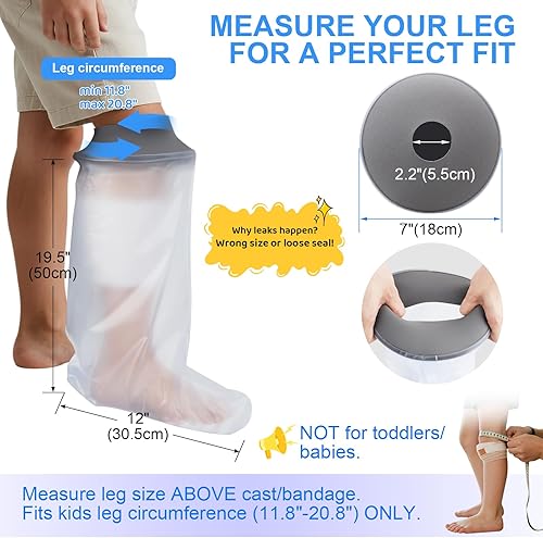 Miniatura 2 de Fundas de fundición impermeables para patas de ducha, protector hermético para piernas de ducha, para niños, adolescentes, bolsa de ducha después de