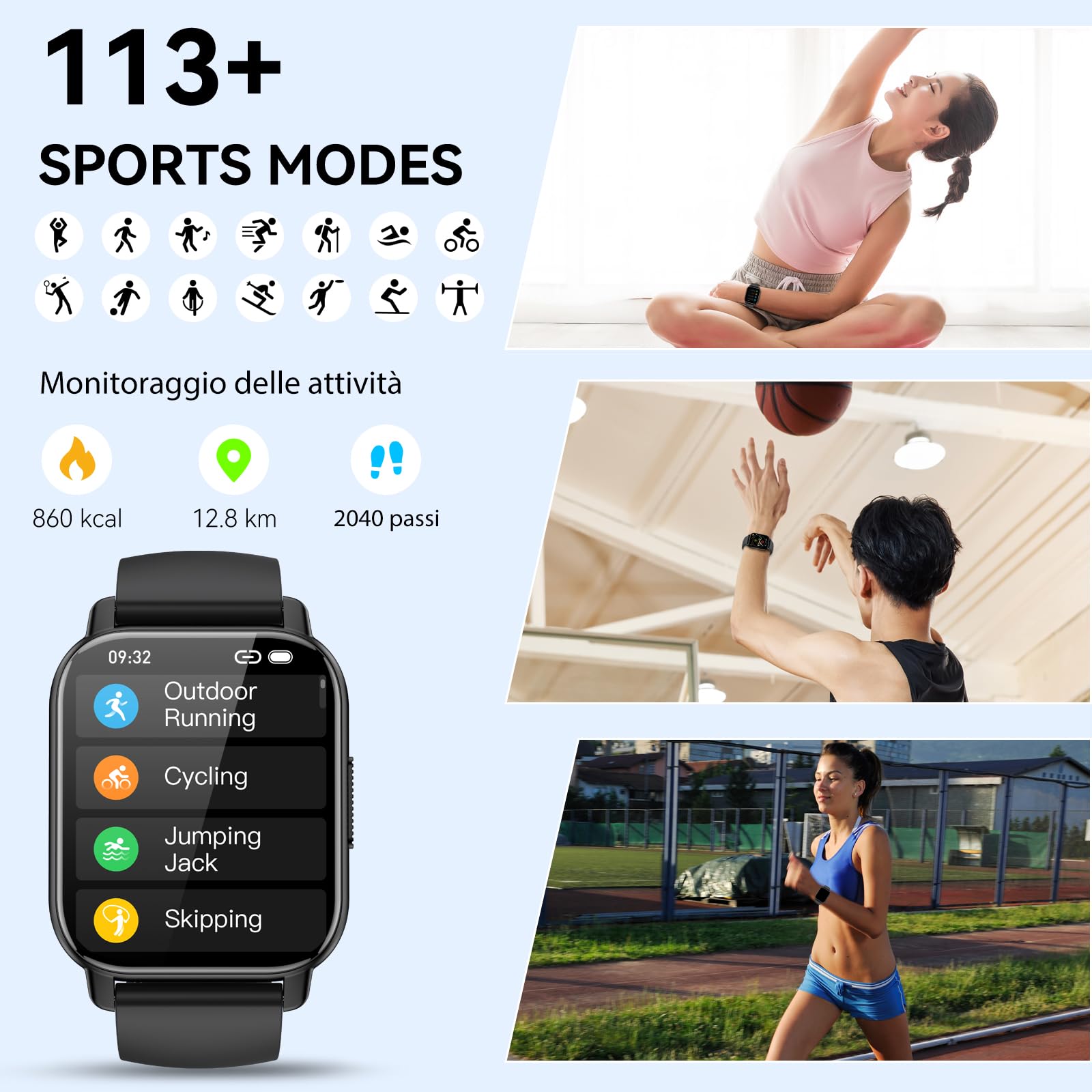 Smartwatch Uomo Donna, Nuove 1.85"Orologio Smartwatch con Chiamata Bluetooth,112+ Sportive Orologio Fitness con Sonno/Cardiofrequenzimetro/Contapassi, Impermeabil IP68 Smart Watch per iOS Android