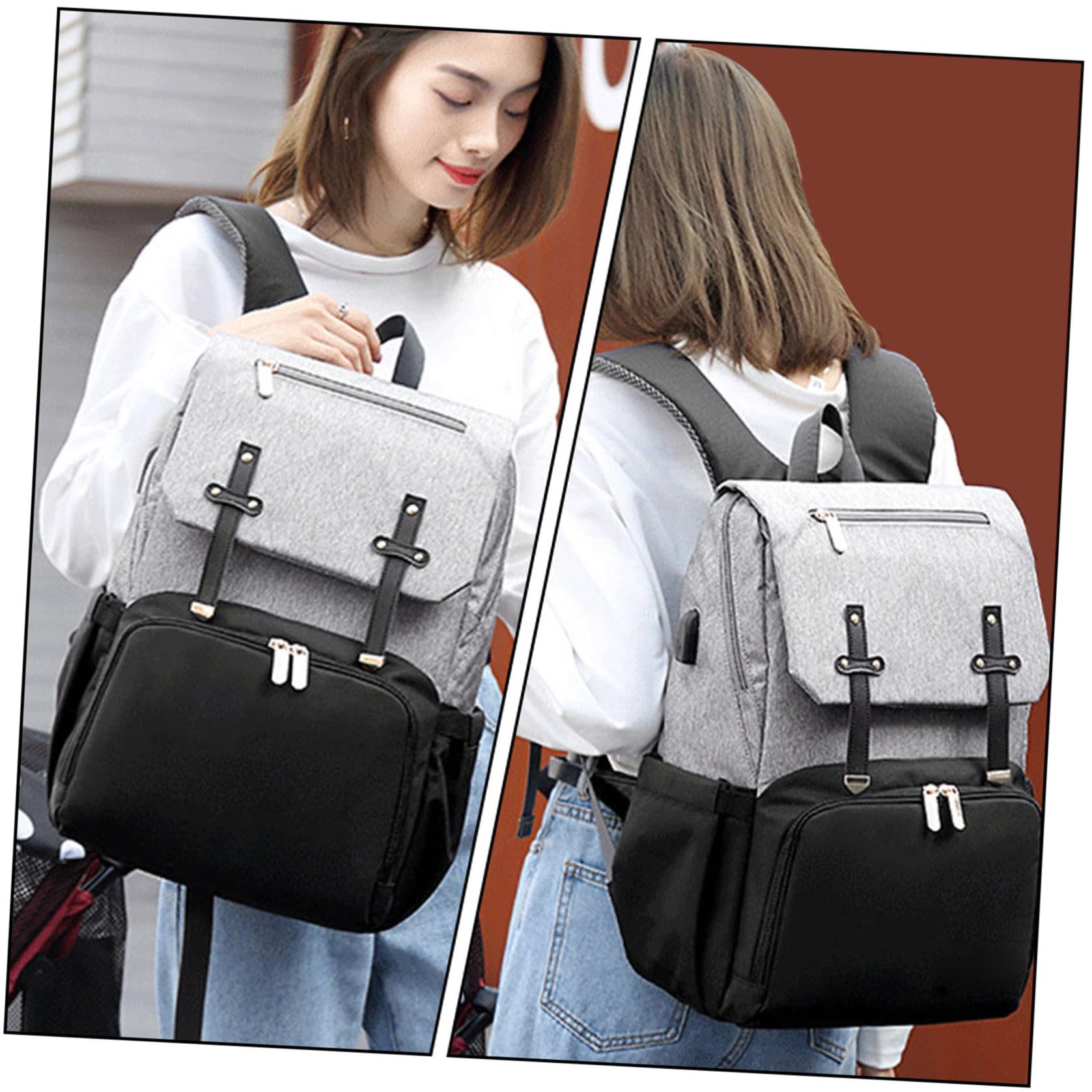 Multifunktionaler Reiserucksack Wickeltasche aus Oxford Stoff mit Großer Kapazität und Doppelter Schultertasche für Mama und Beim Reisen und Einkaufen