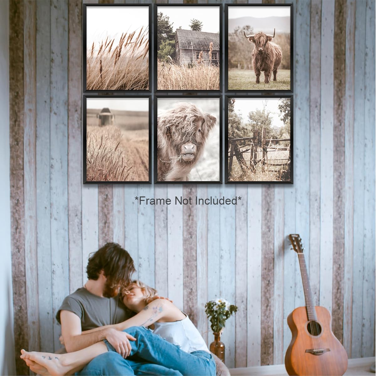Vintage Farm Cow Wall Art - Rustic Western Prints -5