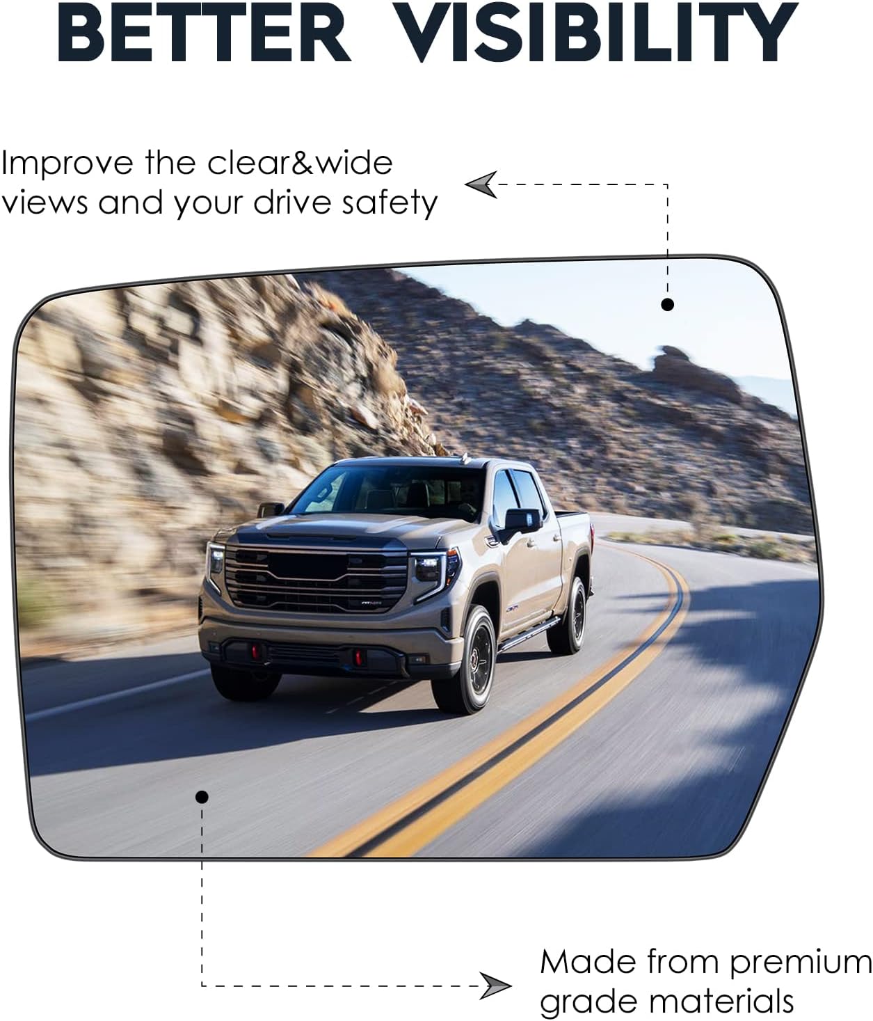 Driver Left and Passenger Right Side Heated Mirror Glass Compatible with 2004-2014 Ford F-150, Side View Exterior Mirror with Rear Holder, Replacement for 4L3Z-17K707-DB 4L3Z-17K707-DA