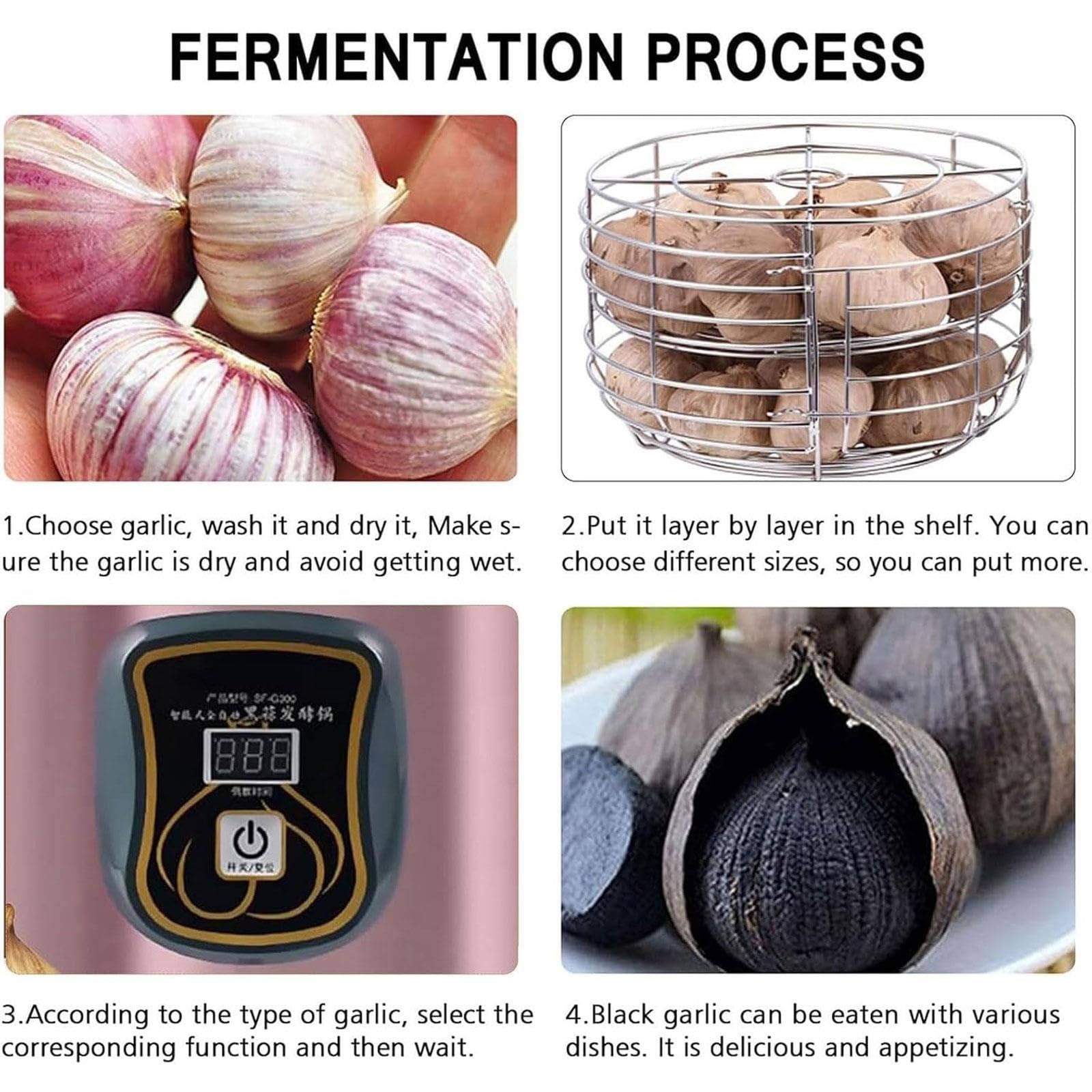 Fermenteur d'ail Noir 3L,Pot Fermentation d'ail Noir à contrôle Intelligent