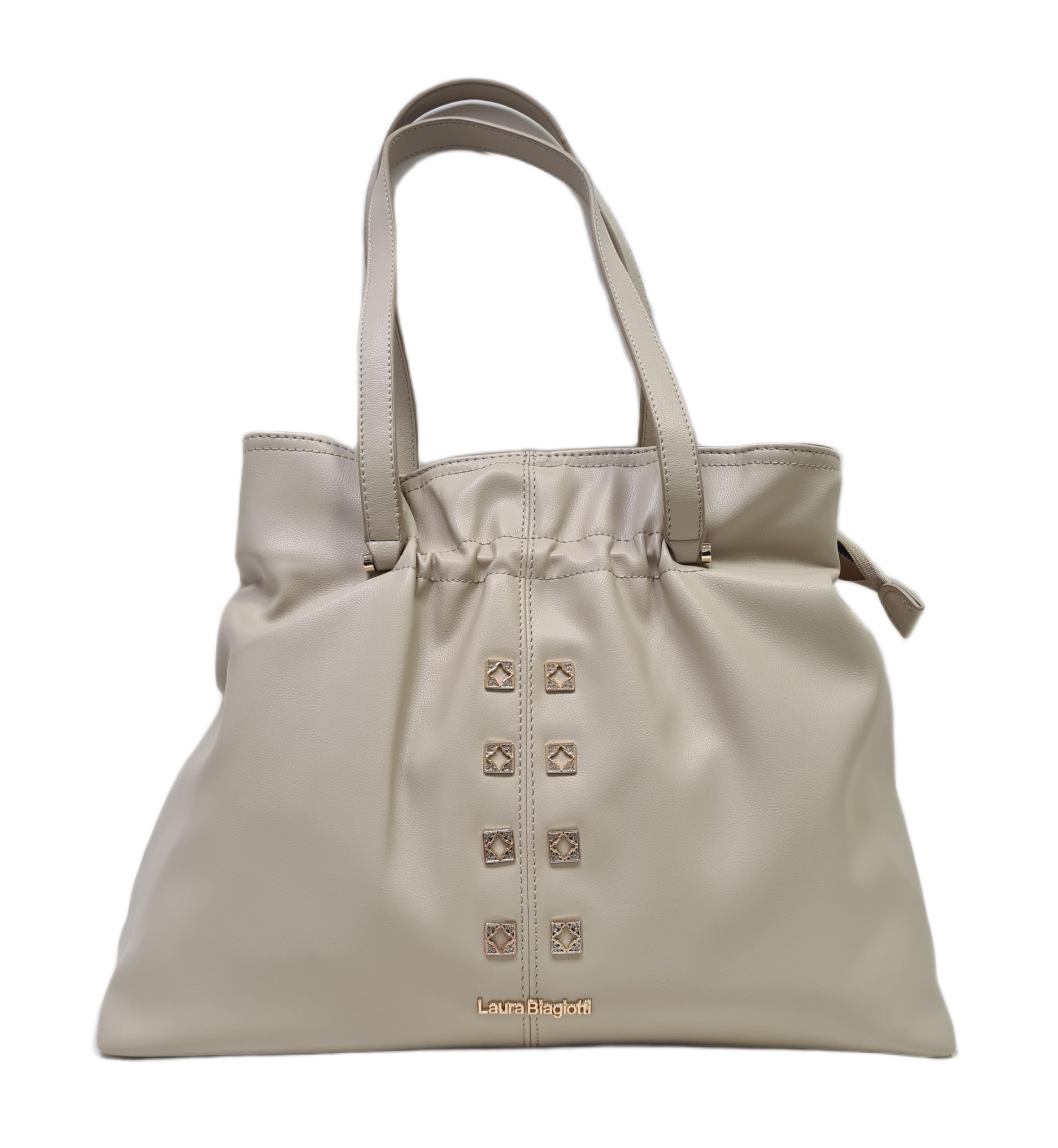 Laura Biagiotti Borsa a Spalla, Due Manici Lunghi, Linea Eclyper, Pelle Sintetica, con Accessori Oro, Dimensioni 41x33,5x14 cm Art. LB26S-252-1 | Leggera