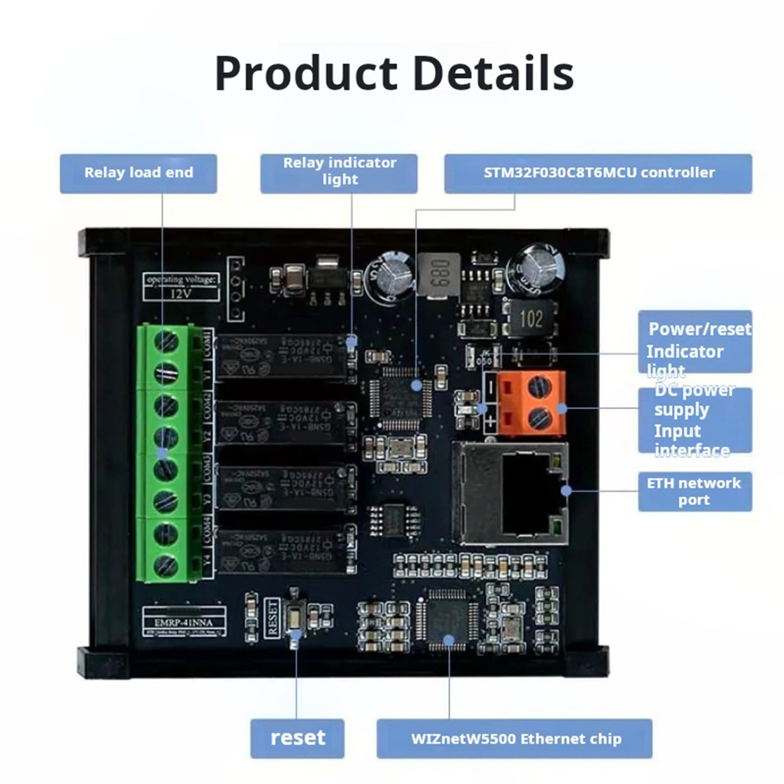 Dispositivo relè Bus Modicon Multifunzione Controllo STM32F030C8T6 con indicatori LED e modulo Controllo Trasmissione Industriale con Ingresso Ampia Tensione