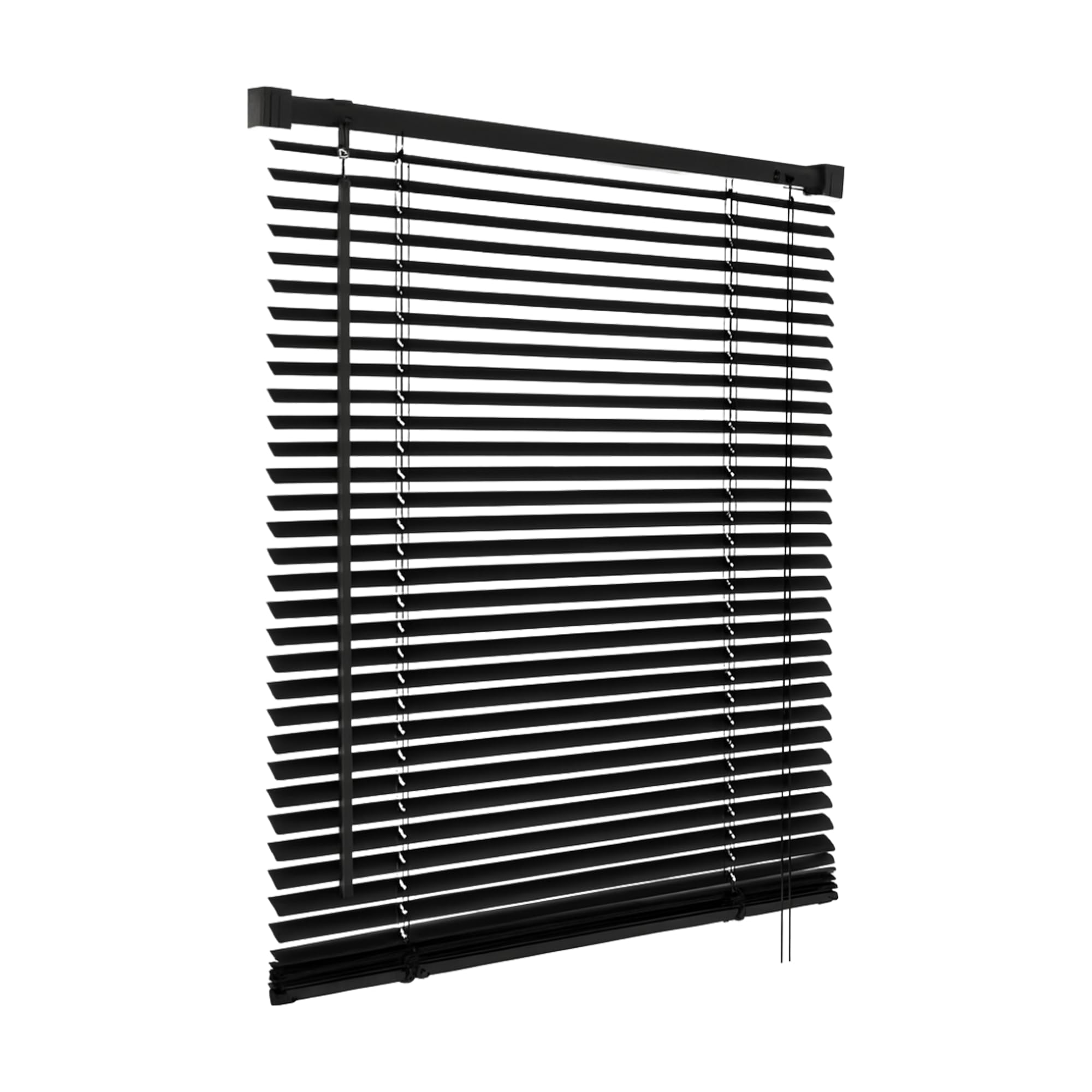PVC Venetian Blind Blinds Easy Fit Curtains Trimmable Fittings Windows Treatment Shutters Twist Open Close (Black, 150x150)
