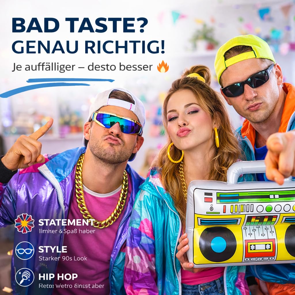 FASCHINFEVER Walkman nadmuchiwany, gett w stylu retro lat 80/90. - dodatek karnawałowy, miks, 1X