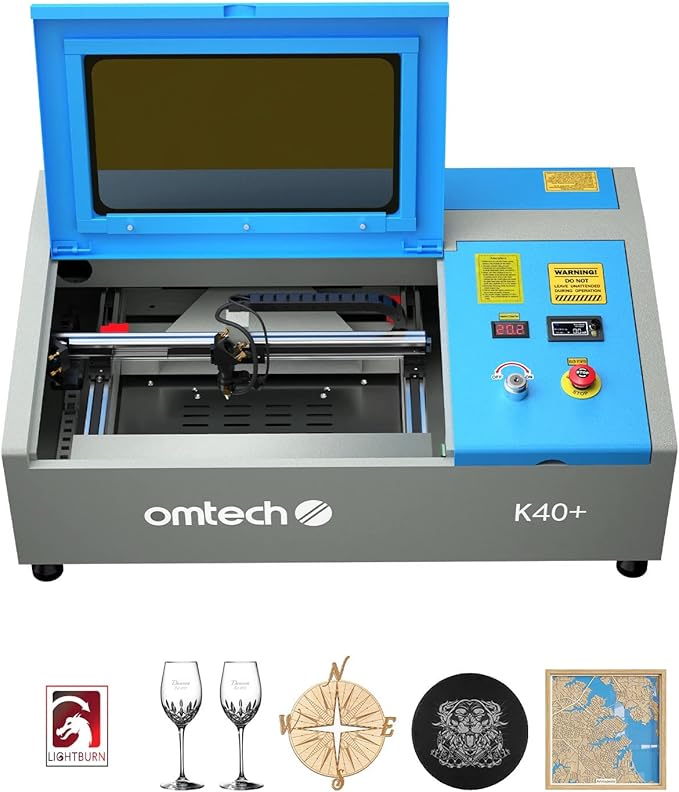 OMTech K40+ CO2 Laser Engraver with LightBurn, 8"x12" 40W