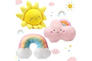 Queekay Rainbow Cloud Sun Moon Star Shaped Throw Pillow for Kids Bedroom Baby Room Decor