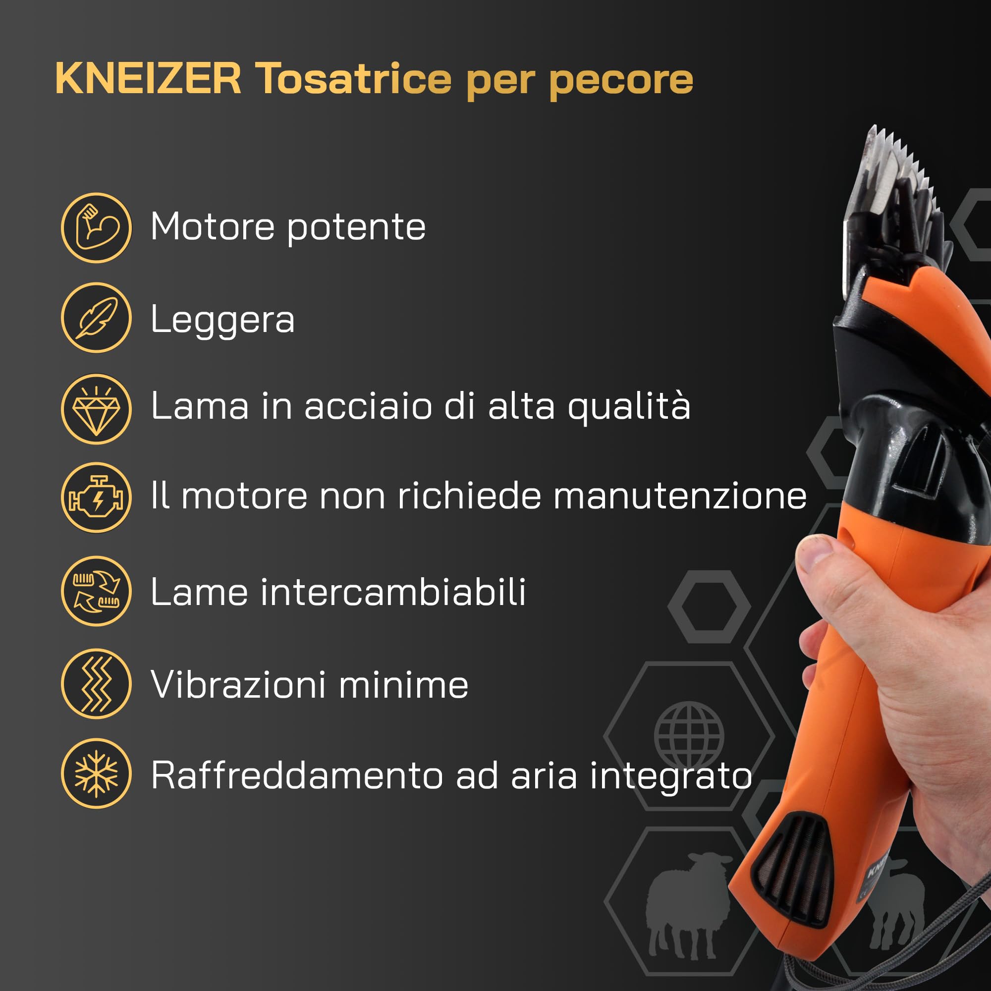 Tosatrice Elettrica per Pecore con Lame Intercambiabili Motore Potente