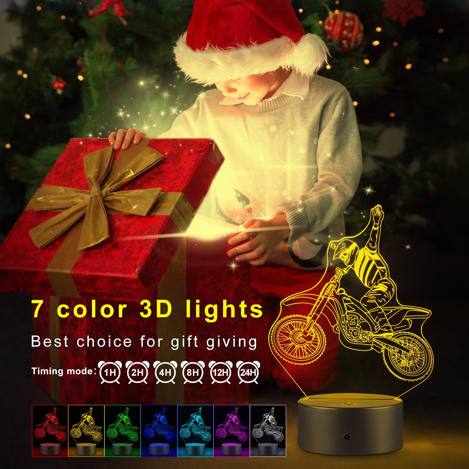 Lámpara De Motocross Con Luz Nocturna Para Moto De Cross, Luces LED Con Ilusión 3D Para Motocicleta, Decoración De Habitación Para Niños, Regalo De Cumpleaños Y Navidad Para Niños, Niñas Y H