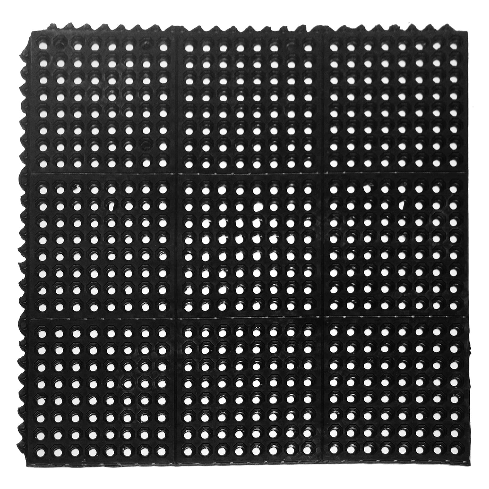 nanbowang Anti-Fatigue Rubber Floor Mat - Commercial Grade Interlocking Non-Slip Recycle Tyre Floor Mats for Restaurant Kitchen Bar Garden Outdoor Wet Area(36"x 36")