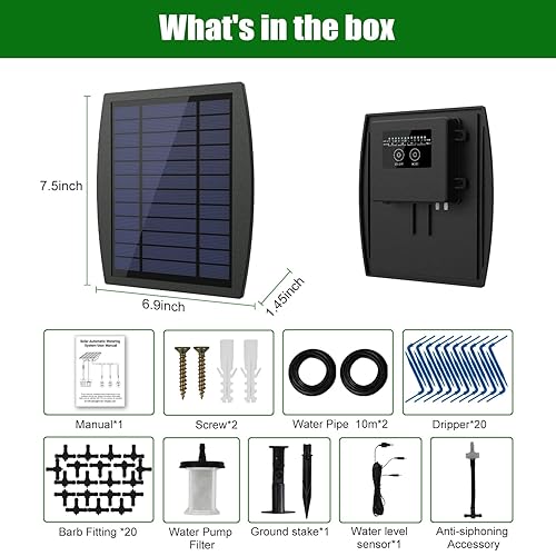 Miniatura 17 de JIYANG - Kit de riego por goteo automático solar, funciona con energía solar, dispositivo de riego fácil de bricolaje compatible con plantas