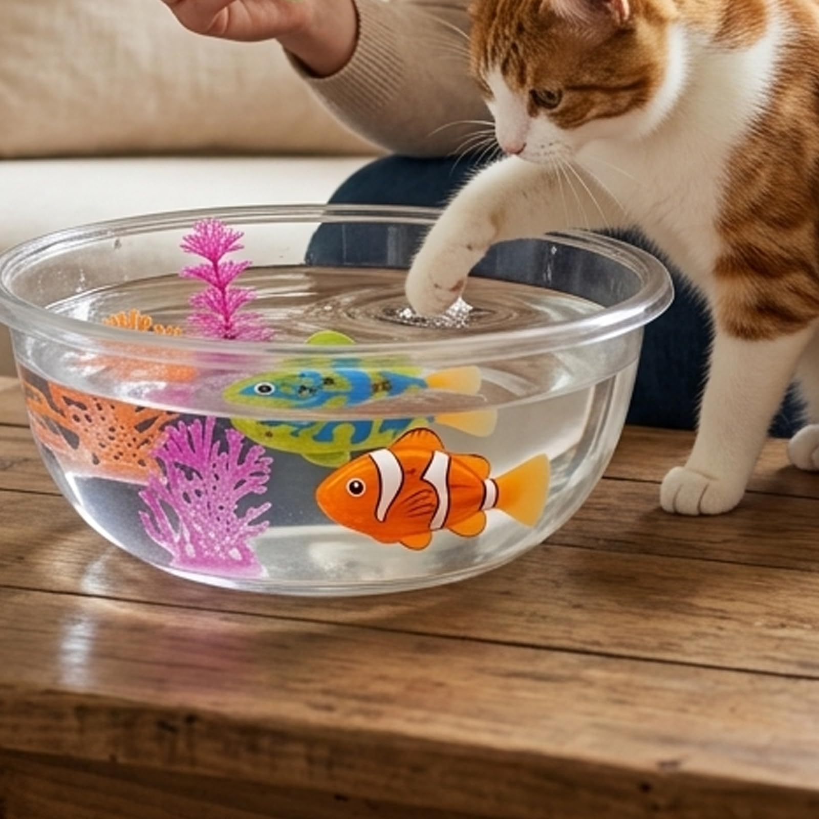 2 Pcs Robo Fishs Robot Fish with 2 Pcs Simulation Seaweed and 2 Pcs Simulation Coral, Bath Fish Swimming Set, Auto Swim in Water, Realistic Movement for Bath Time Fun — view 6