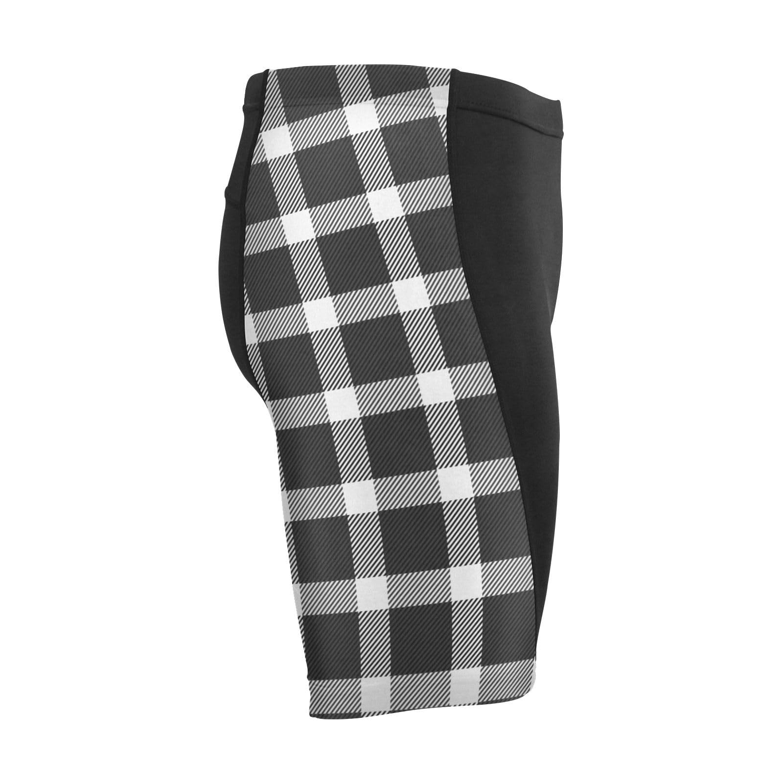 Men's Cycling Shorts, Padded Cyclings Pants, Cyclings Clothing with Leggings Worn in A Loop Black White Buffalo Plaid