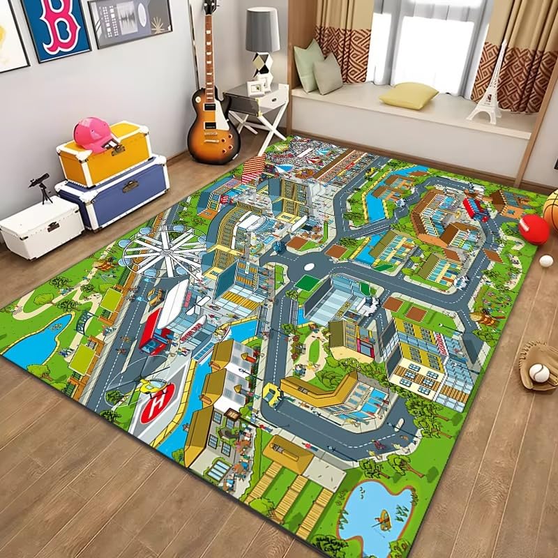 Tapis imprimé chambre enfant motif système de circulation routière