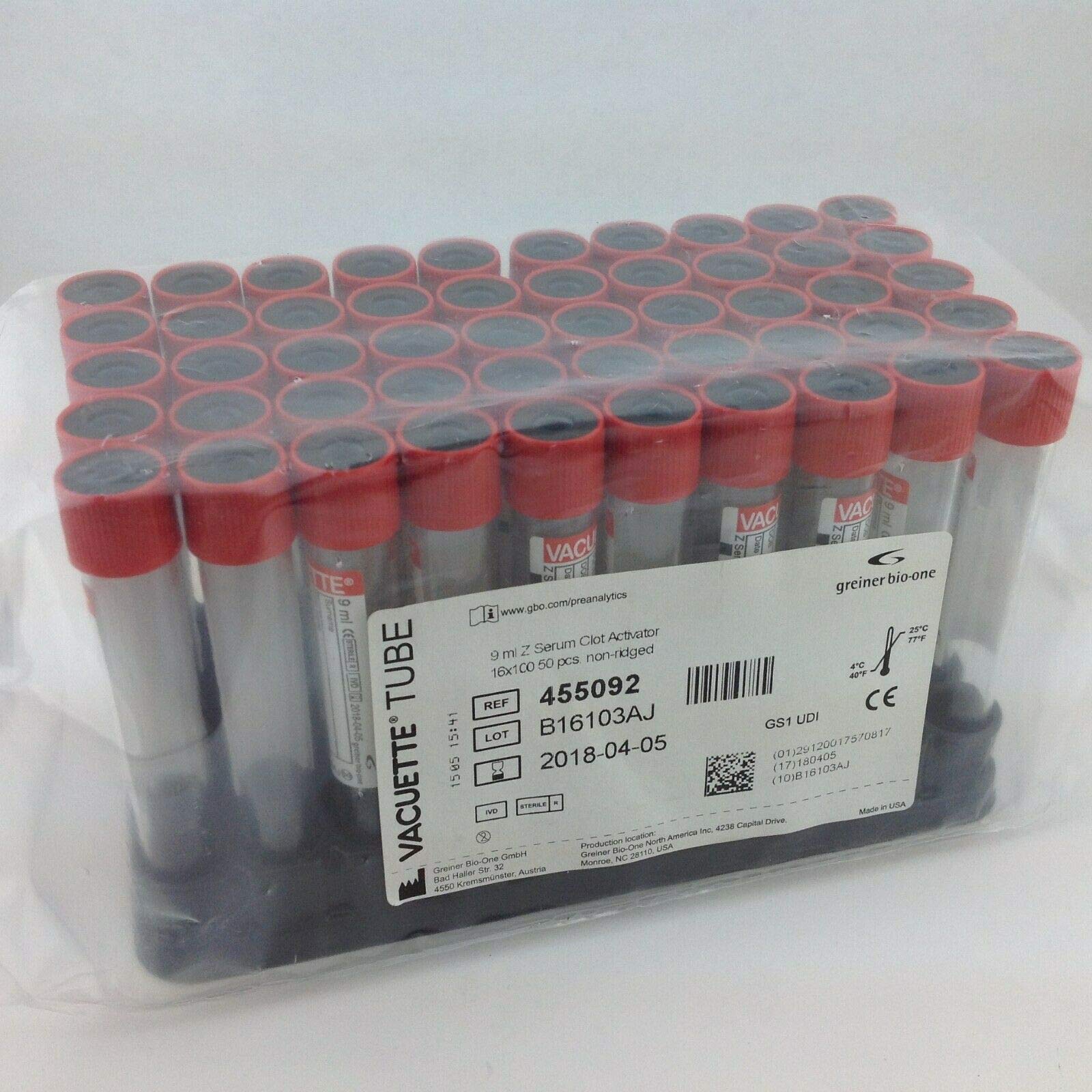 Buy Greiner BioOne Vacuette 455092 Vacuette Tube 9 ml Z Serum Clot