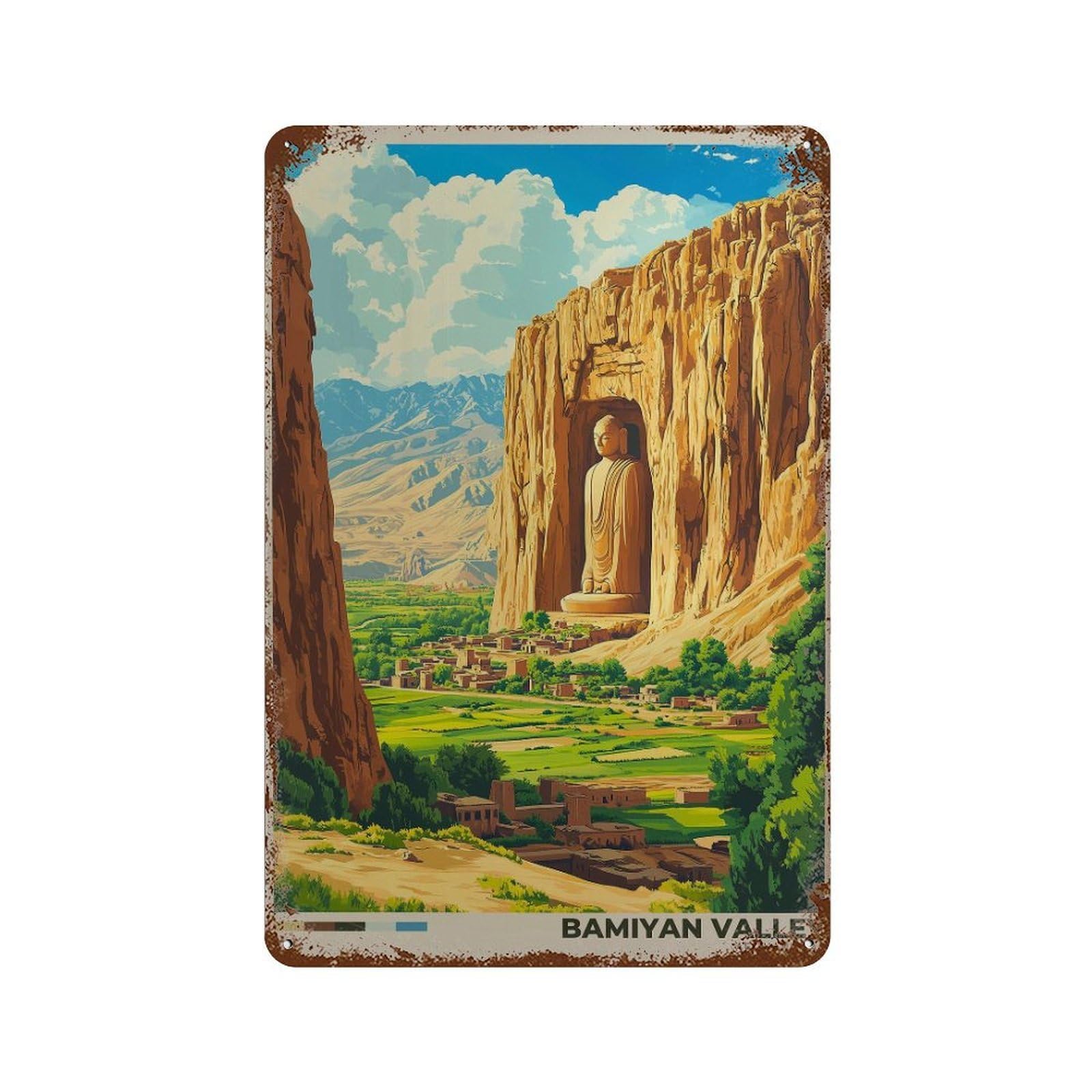 xiaoxiaoshen Bamiyan Valley Afghanistan Travel Home & Office Decor Wall Decor Art Metal Tin Poster Modern Home Decor Art Home Bar Shop Decorations Vintage Sign 30x20cm