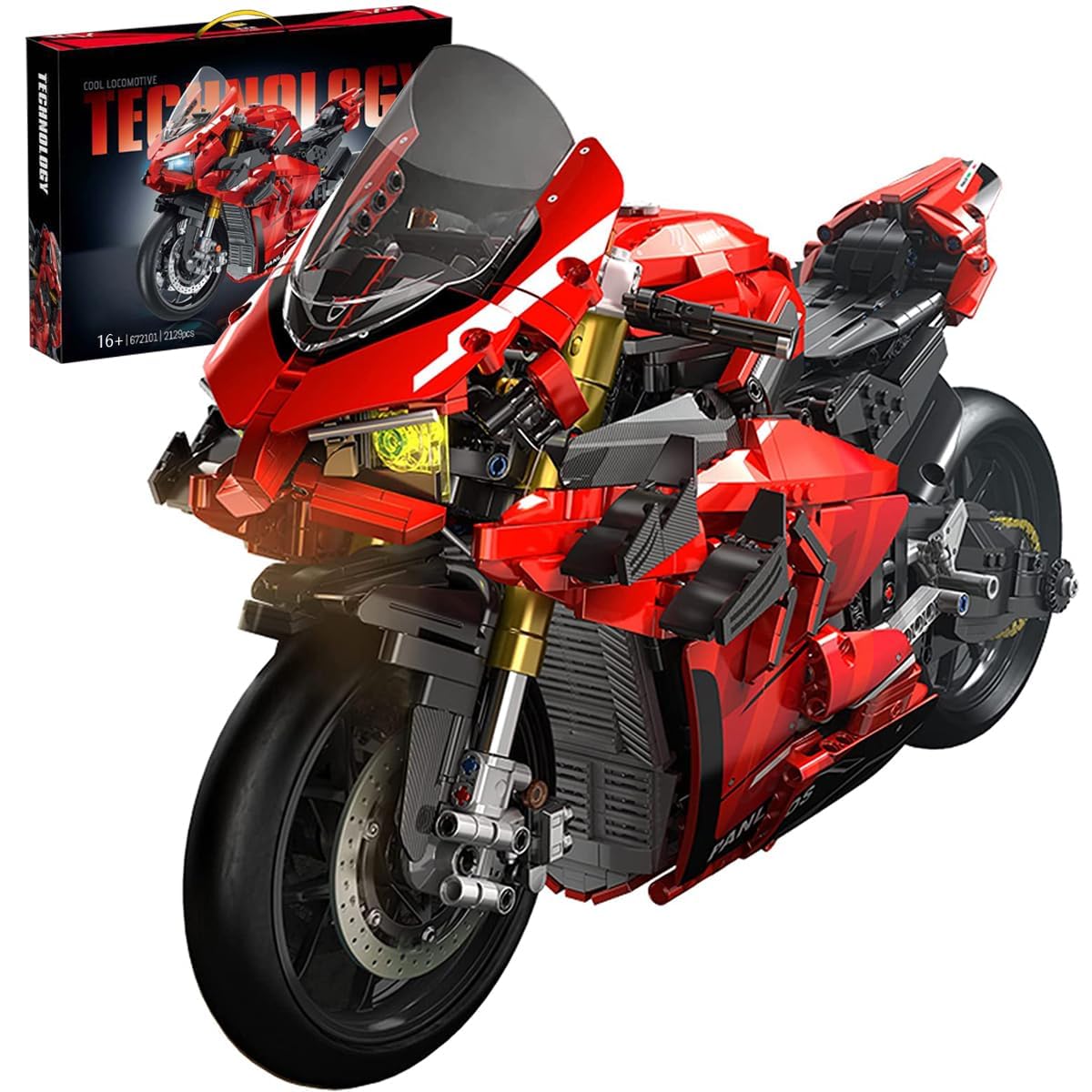 Tirff Technic Motorcycle Building Kit for Ducati V4S Superbike, 1:5 Technic Motorbike Construction Model, Racing Motorcycle Building Kit for Adults - 2098 Pieces