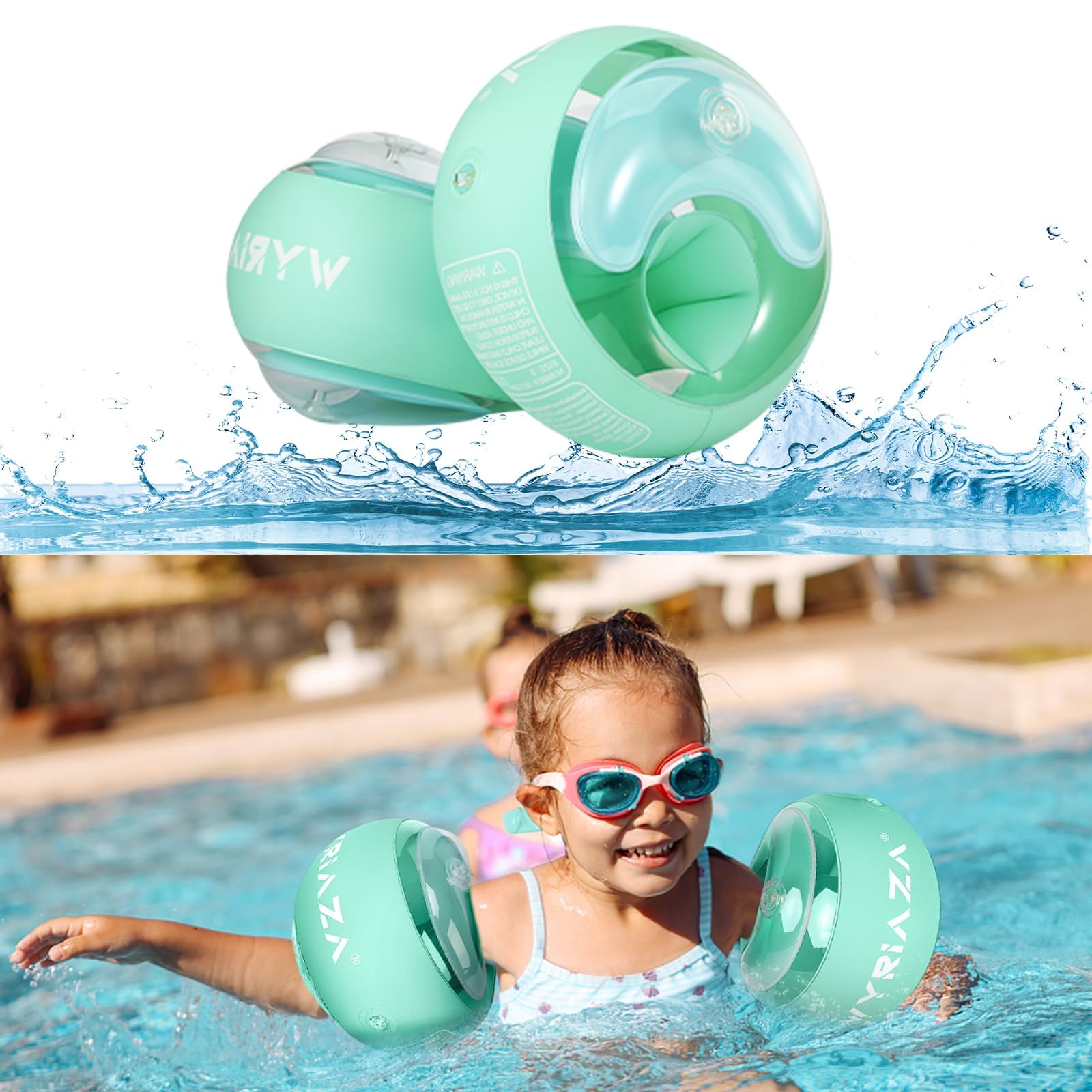 LOOWARTS Braccioli Bambini 1 2 3 4 5 6 anni, 2Pcs Rotondi Swim Braccioli per Bambini, Galleggiante Pool Braccioli 1 2 3 anni, Float Roll up Sleeves per Bambini di 1-6 anni con peso di 5-25 kg.