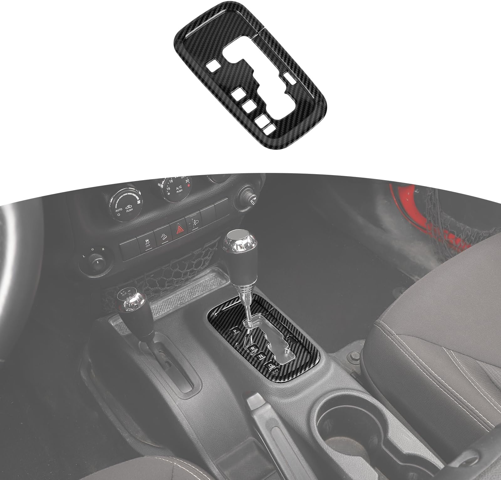 RT-TCZ ABS Gear Shift Panel Decoration Cover Trim Stickers Car Interior Accessories for Jeep Wrangler JK & Unlimited 2/4 Door 2011-2017 (Carbon Fiber)