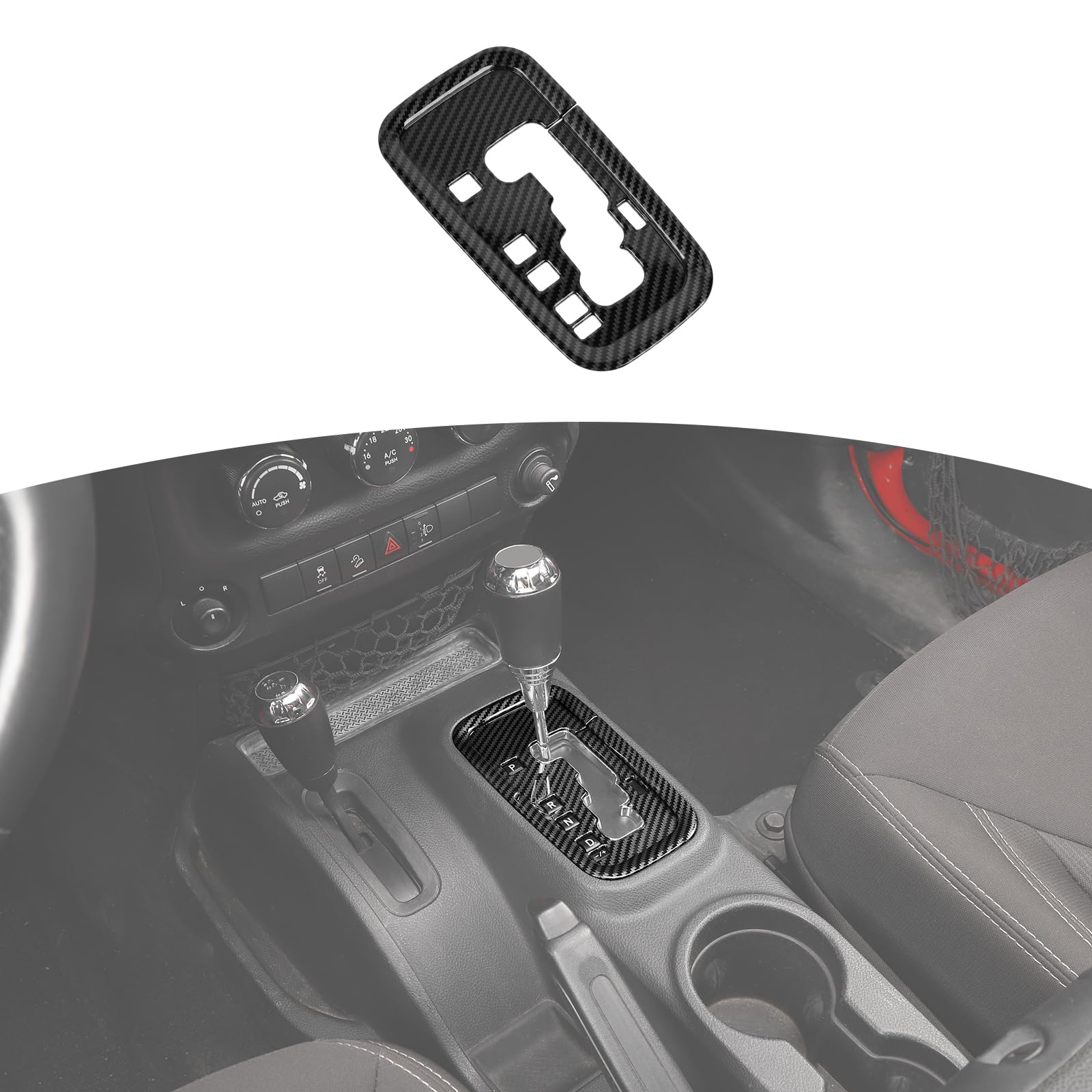 ABS Gear Shift Panel Decoration Cover Trim Stickers Car Interior Accessories for Jeep Wrangler JK & Unlimited 2/4 Door 2011-2017 (Carbon Fiber)