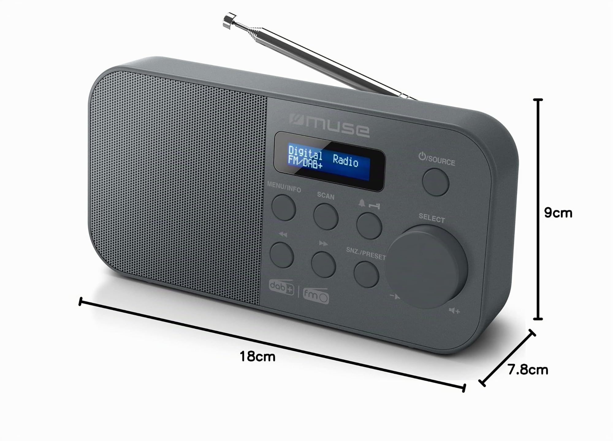 Muse M-109 DB Negro Radio Dab+/FM PORTÁTIL con Altavoz Integrado Y Pantalla