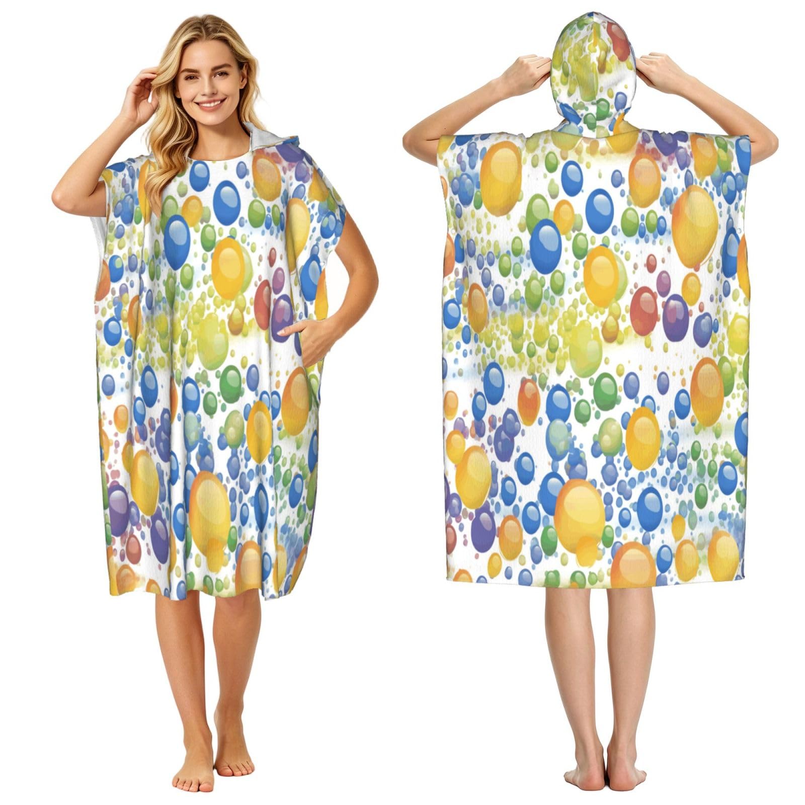 KLGRTJHK The Kingdom Of Bubbles Adult Hooded Beach Poncho Towel 43"X35"