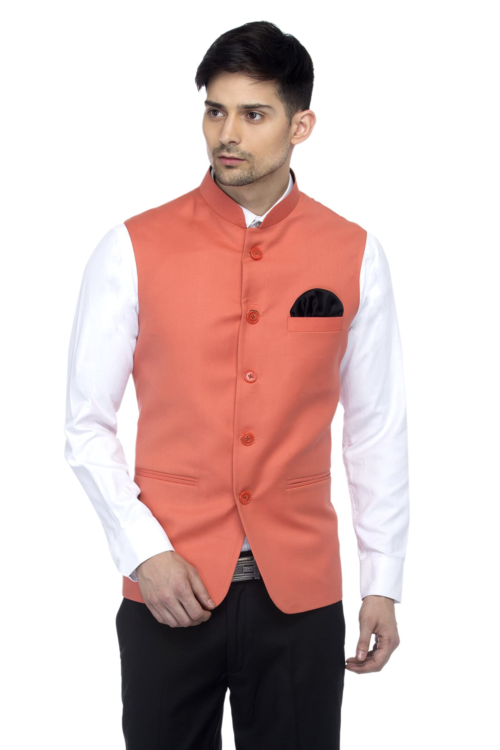 favoroski Men's Slim Fit Nehru Jacket Ethnic Bandhgala Waistcoat (New_FAVJC161132)-picture-2