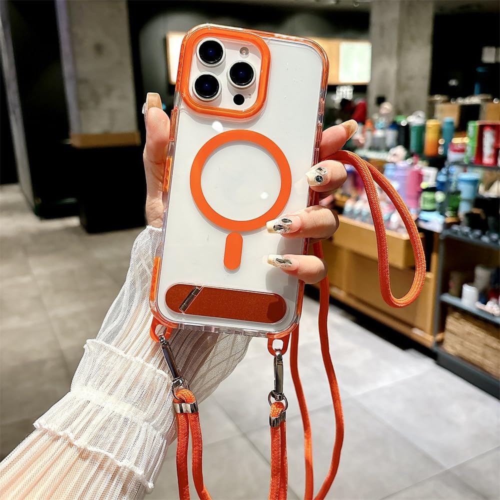 Étui transparent avec cordon pour iPhone 16 Pro Max et 15