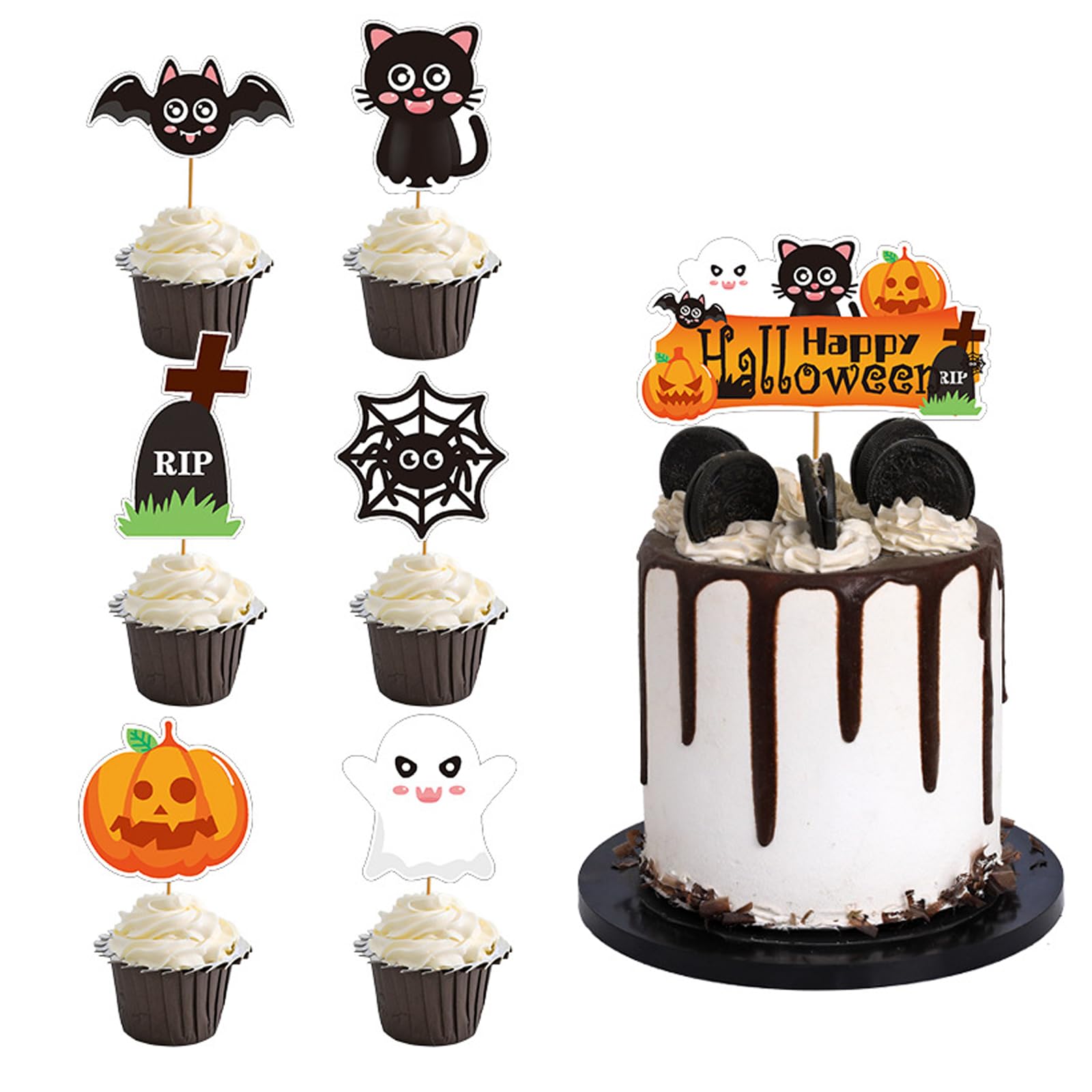 Amazon.co.jp: 49個 ハロウィンケーキトッパー ハッピーハロウィン