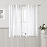 Vista 67 de Paneles de cortina de lino con pestaña trasera, de 84 pulgadas de largo, cortinas plisadas semitraslúcidas, mezcla de lino sintético, estilo rústico